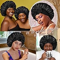 Vista 7 de Gorro de satén de seda para dormir, gorro de seda de doble capa con banda elástica para cabello rizado