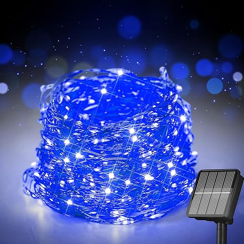 Miniatura 8 de Guirnalda de luces solares para exteriores, 72 pies, 200 luces LED solares con 8 modos, luces solares de hadas impermeables para árbol de Navidad,