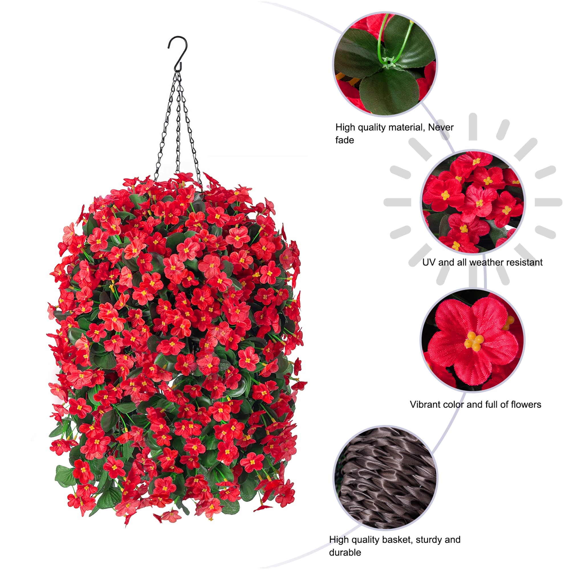 Snapklik.com : Artificial Fake Red Hanging Flowers Plants Basket For ...