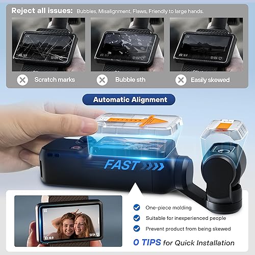 Miniatura 2 de Tomat Protector de pantalla AR para DJI Pocket 3 accesorios con kit de instalación de alineación automática, película protectora de pantalla de