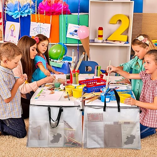 Miniatura 6 de Outus Portafolio de arte - Bolsa de almacenamiento para pósteres, con asa y cremallera, organizador de 19 x 24 pulgadas, bolsa transparente para