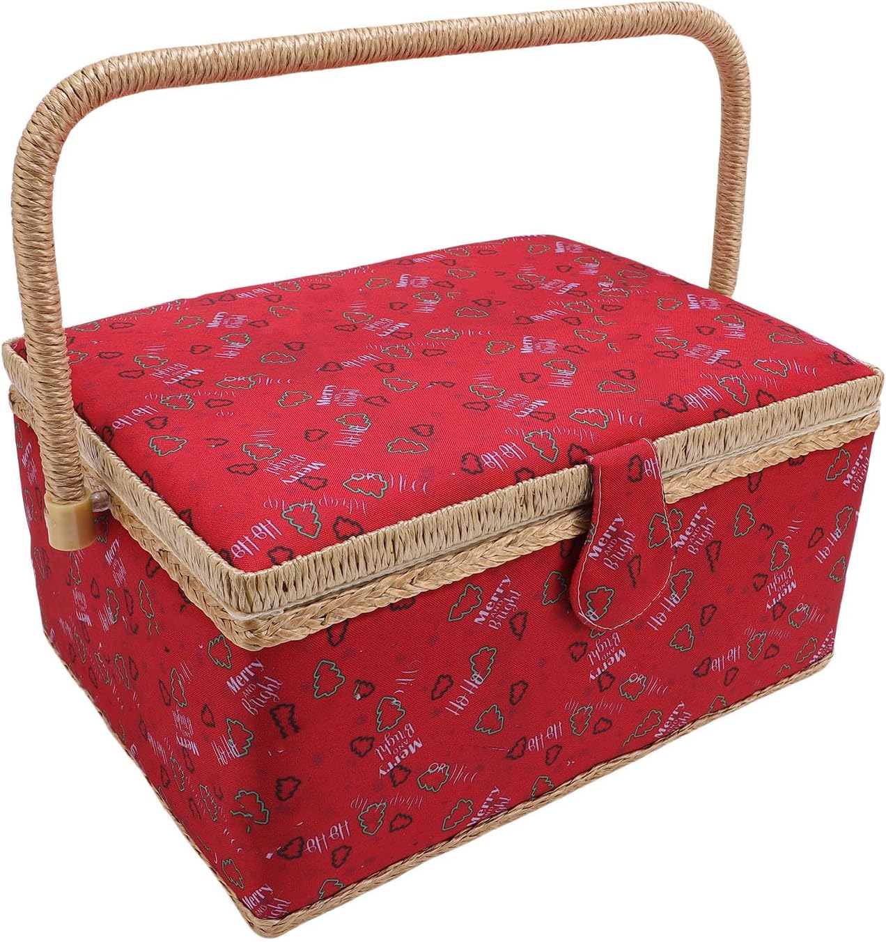 Zerodis Sewing Basket Sewing Baskets Double Layer Basket Organizer Kit Vintage Excellent Present for Mothers Daughters Friends Storage Box with
