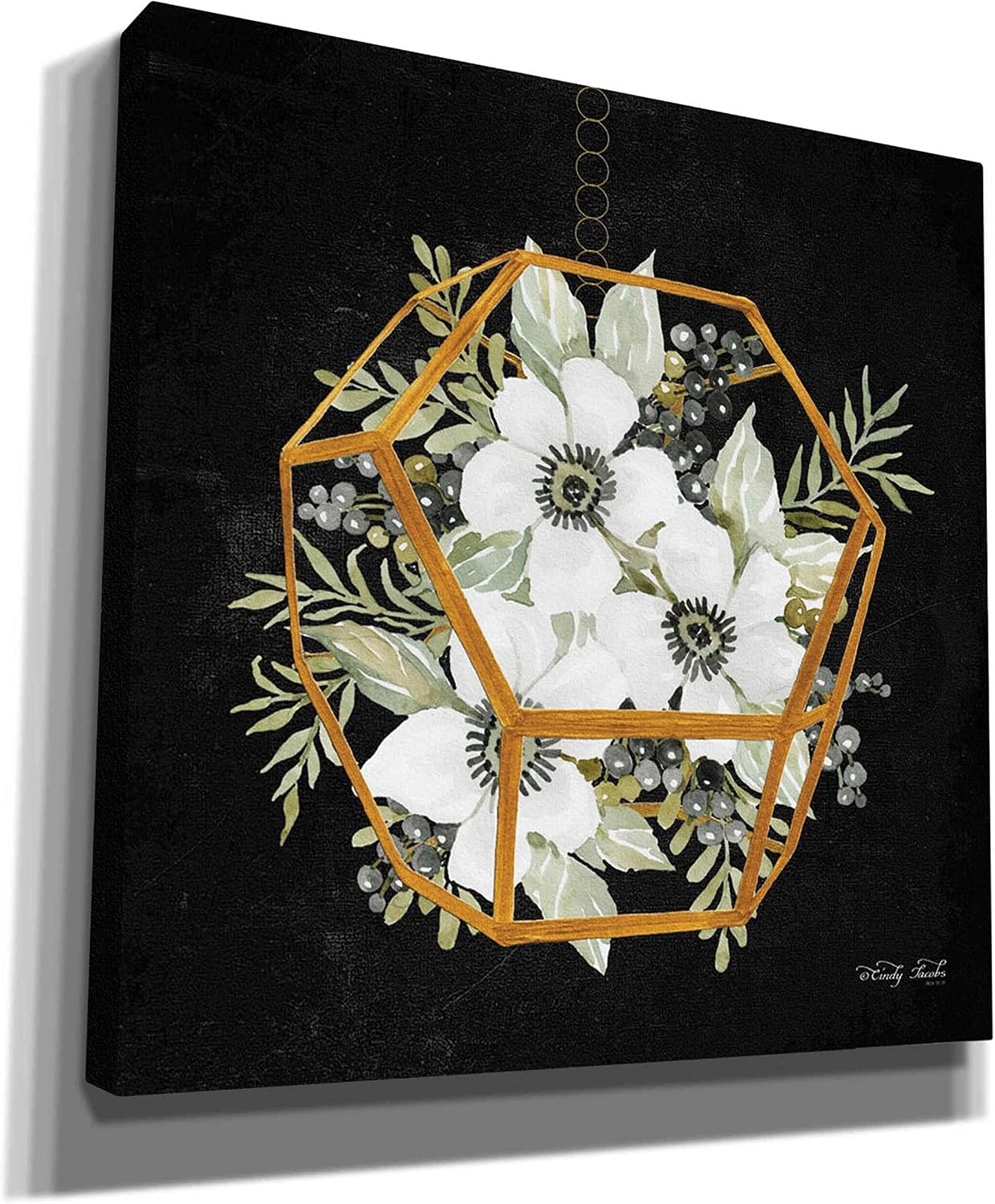 Epic Graffiti 'Gold Geometric Hexagon' by Cindy Jacobs, Canvas Wall Art, 12"x12"