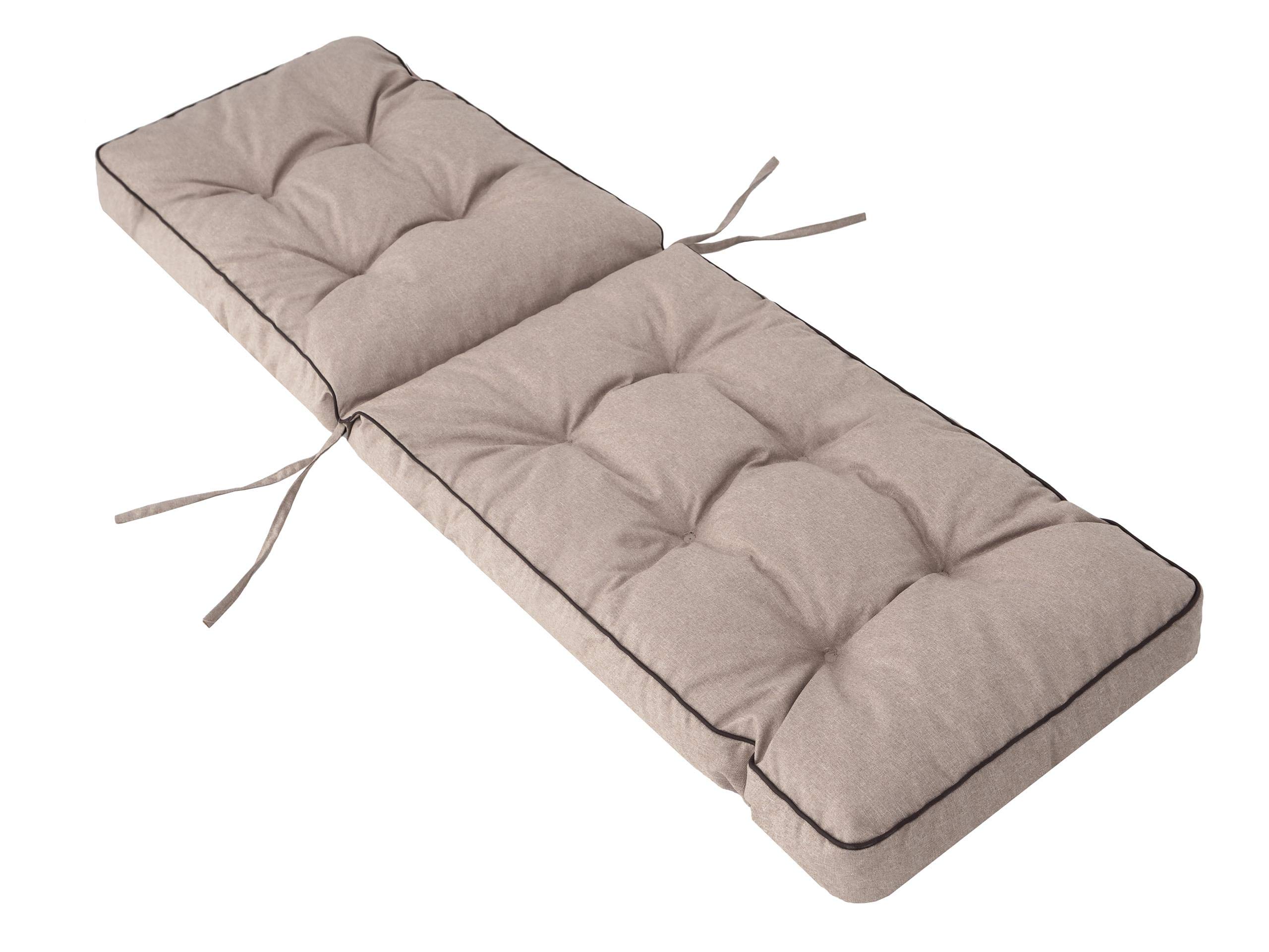 Gartenstuhlauflagen Hochlehner mit Kopfteil - Stuhlkissen für Gartenstühle und Klappstühle – Robust Stoff - Sonnenliegenkissen - Auflagen mit extra hohem Komfort 50x160 cm - Beige