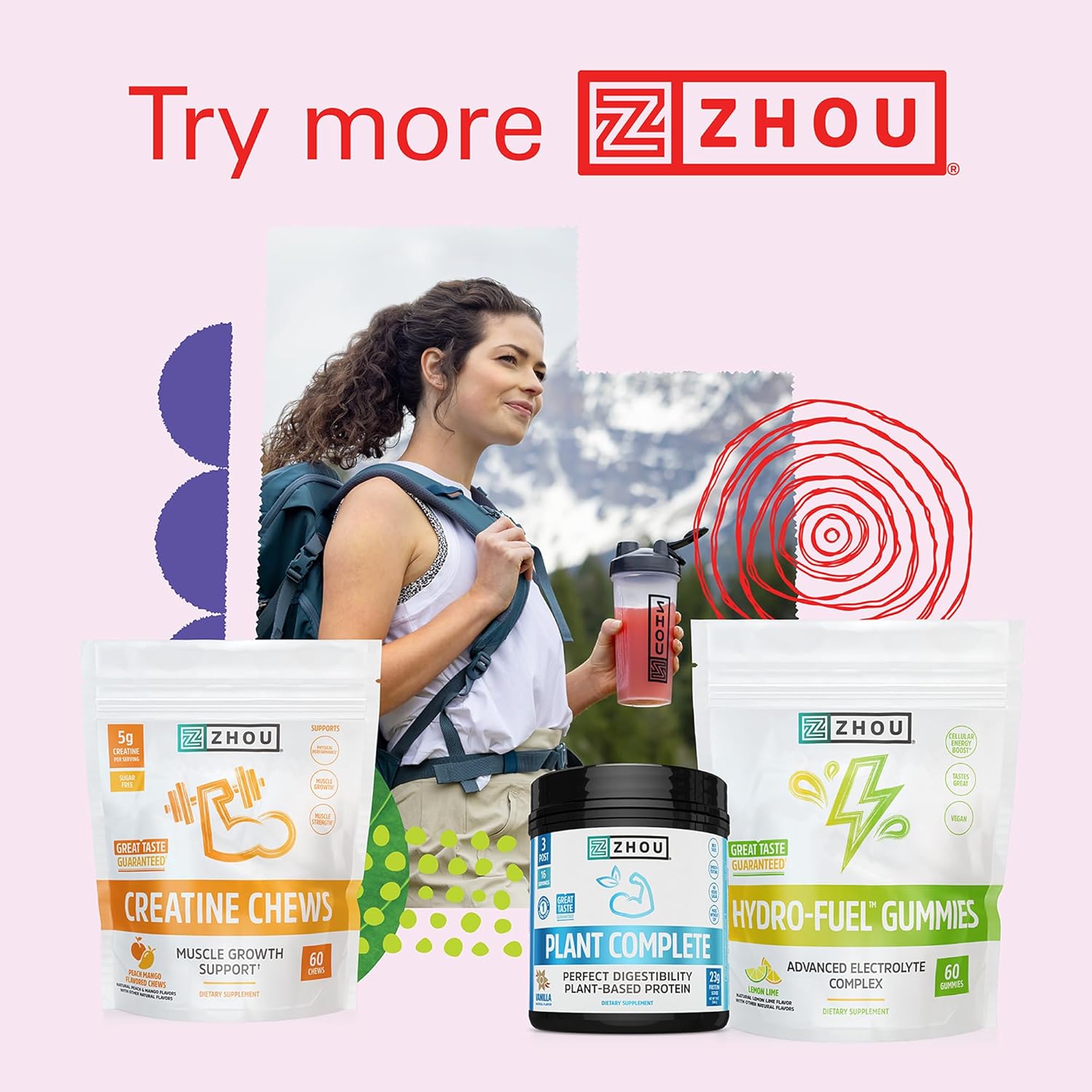 Zhou N.O. Pro - Premium Nitric Oxide Supplement for Men & Women, Heart, Muscle & Blood Support with Beet Root & L Arginine, Natural Nitric Oxide Booster - 120 Veggie Capsules