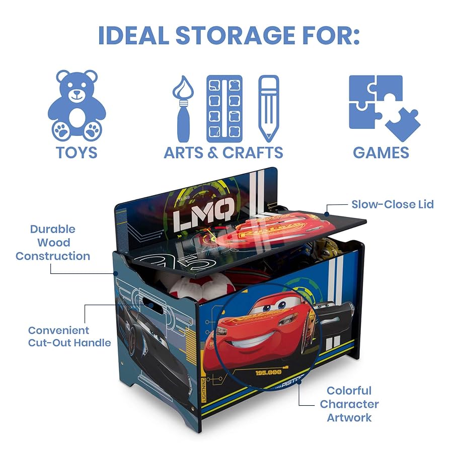 Amazon.com: Delta Children Deluxe Toy Box, Disney/Pixar Cars