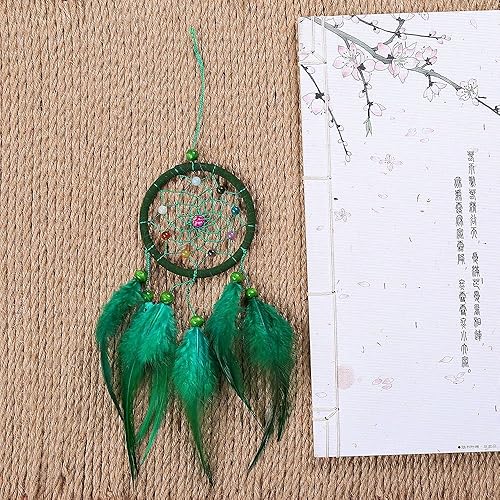 Miniatura 4 de Pequeño atrapasueños con plumas, adorno para colgar en la pared, decoración de estilo indio, campanillas de viento para decoración de pared del