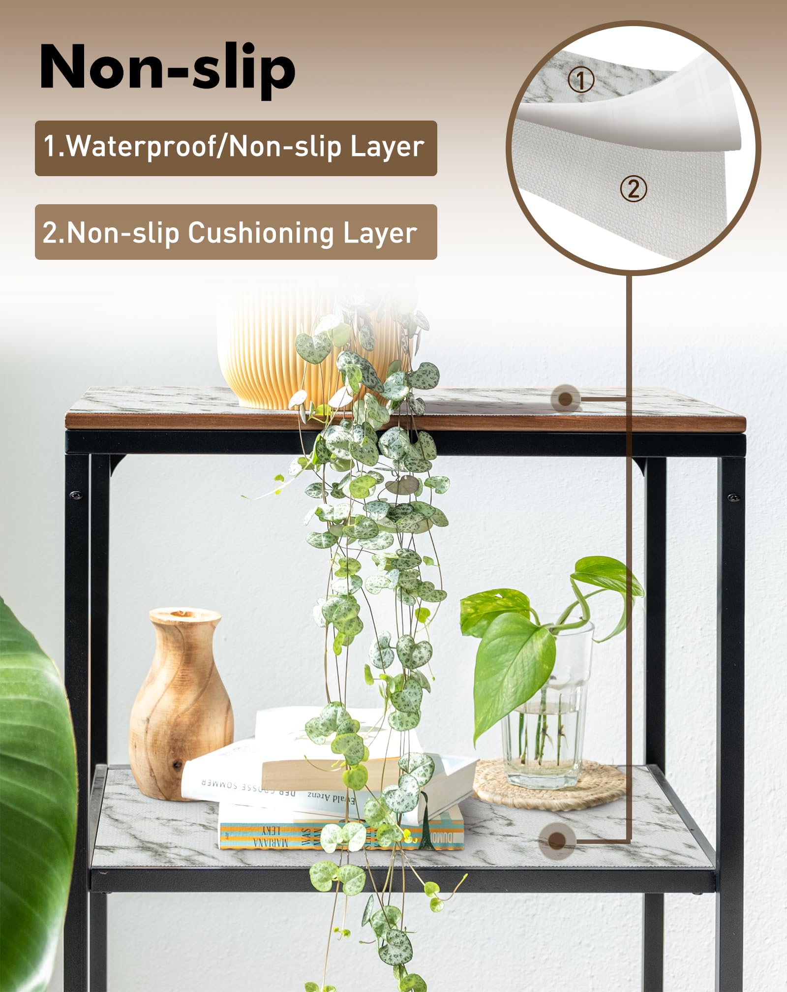 MelunMer Forro para estantes de cajones para armarios de cocina, no adhesivo, 17.3 x 23.62 pies, fuerte agarre, antideslizante, papel grueso, fácil de limpiar, impermeable/lavable, mármol gris