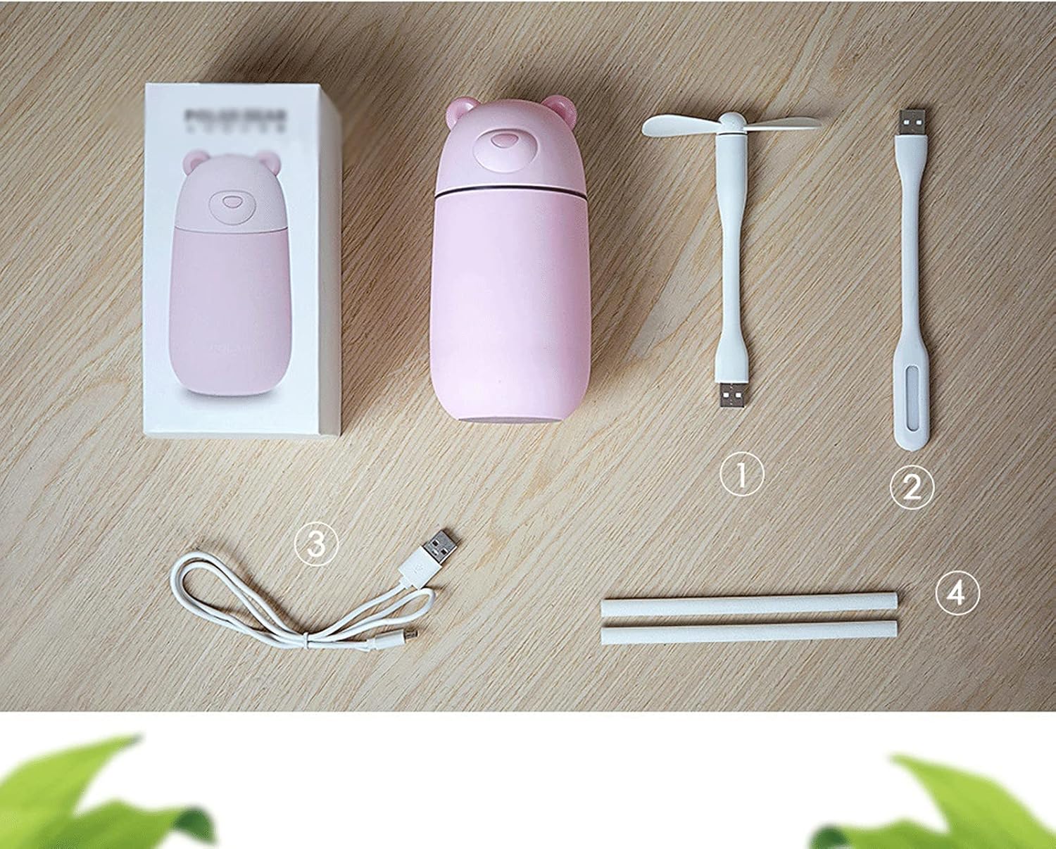 Portable Mini Mist Humidifier -300ML USB Polar Bear Humidifier Cute Mini Home Creative Gift Car Bear Cute Pet Humidifier for Home Bedroom Car Office and Travel (Color : Blue) (White)