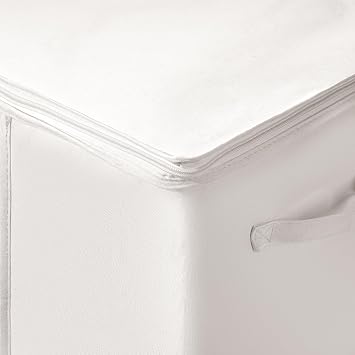 TYEERS Large Storage Bags with Zip and Clear Window, Cotton Blended Fabric Storage Containers for Seasonal Clothes and Bedding, 60x40x35 cm, 2-Pack, Beige