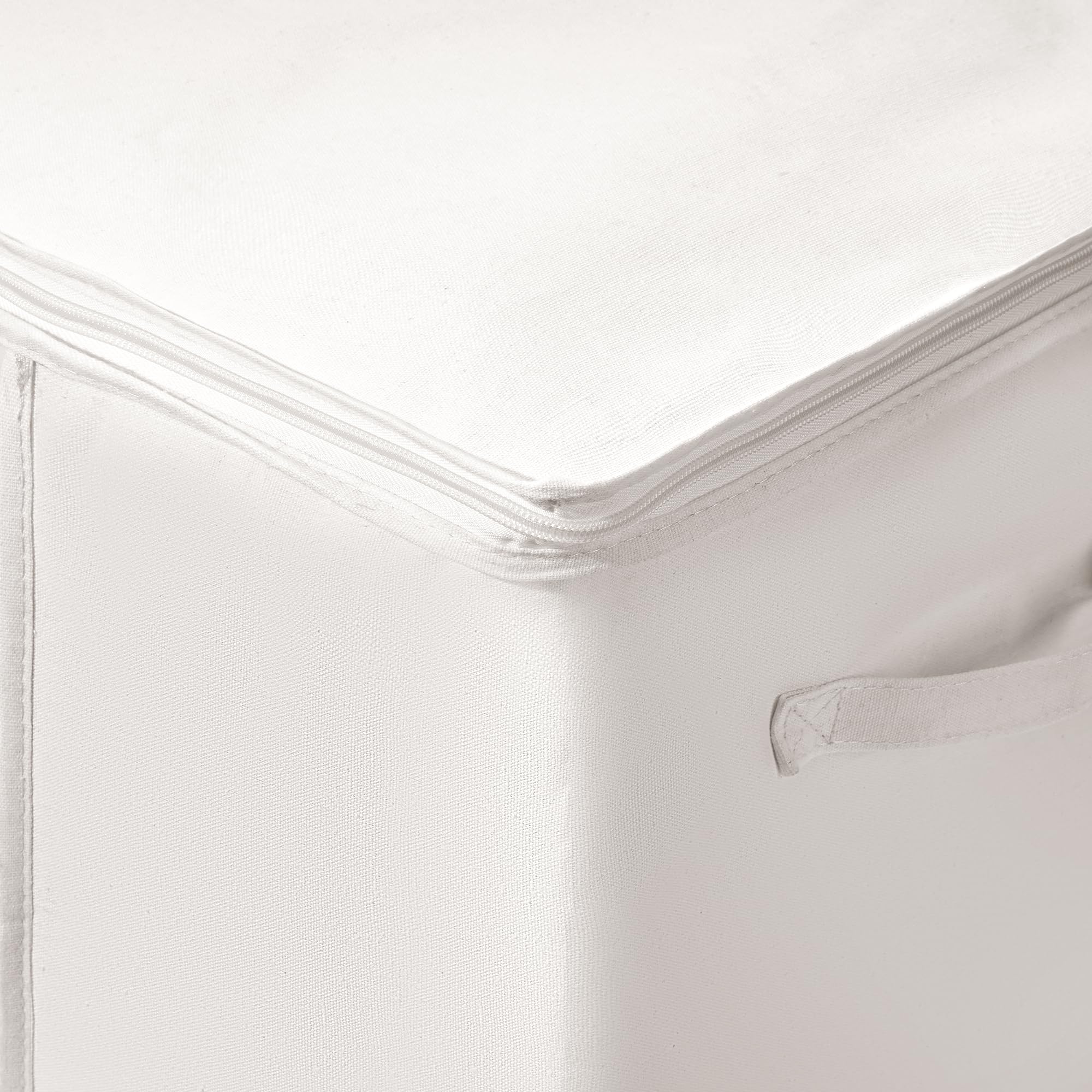 TYEERS Sac de Rangement en Tissu Mélangé Coton avec Fermeture Éclair et Fenêtre Transparente pour Vêtements Saisonniers et Literie, 60x40x35 cm, Lot de 4, Beige