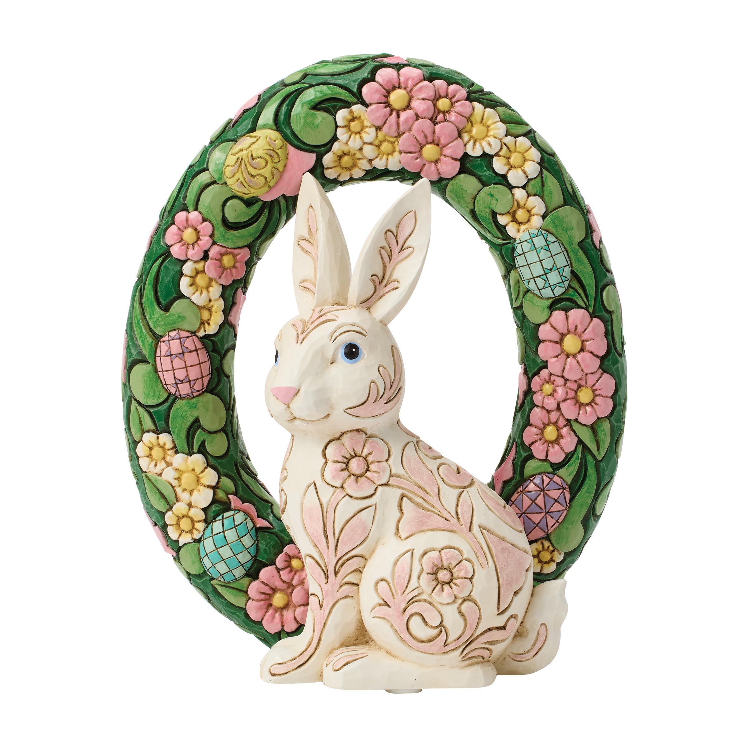 Couronne de lapin de Pâques Enesco par Jim Shore décor floral multicolore 20 cm