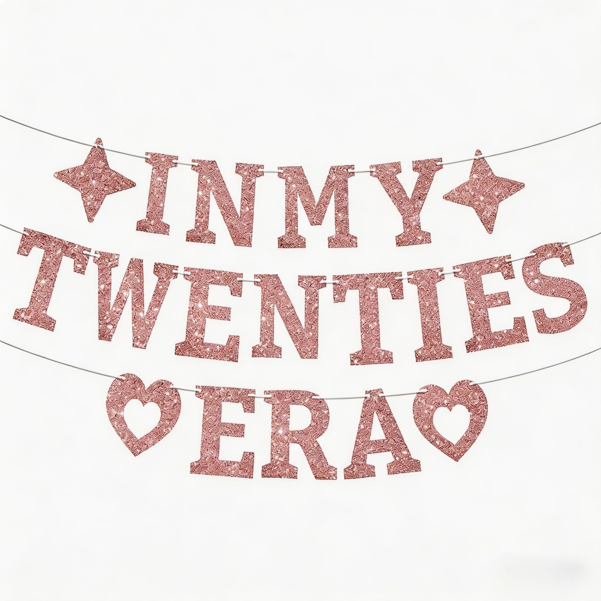 20th Birthday Banner for Women - Rose Gold Glitter "IN MY TWENTIES ERA" Party Decor - Easy to Hang, Premium 300g Material