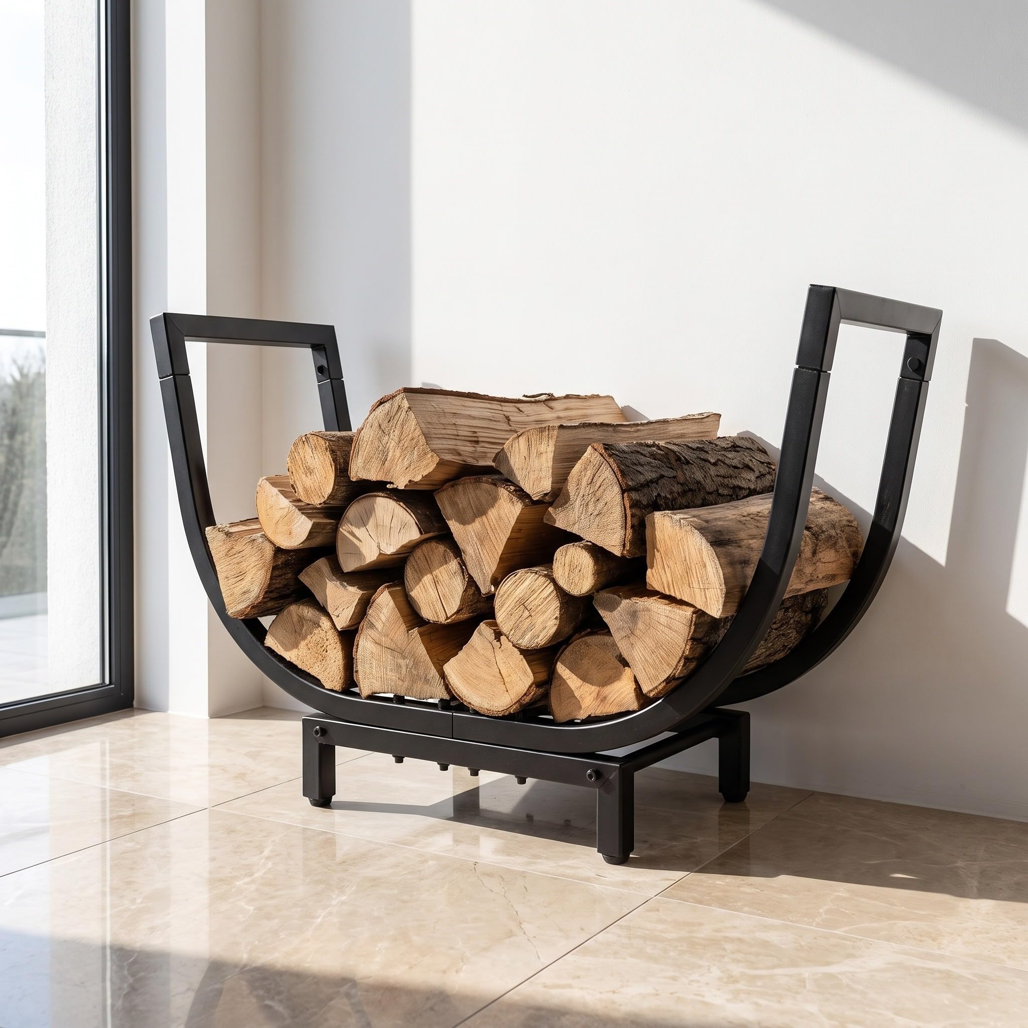 Yardwe Soporte para Madera de Acero Inoxidable Negro, Diseño Vertical