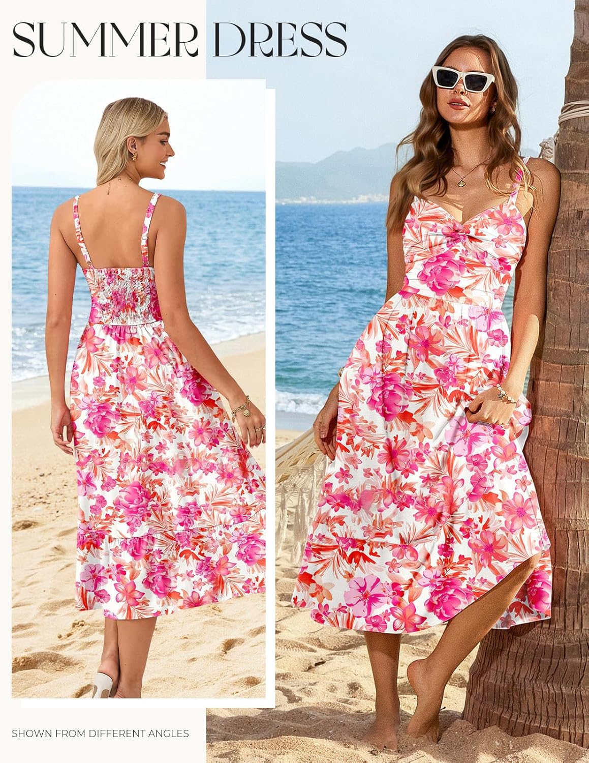 GRACE KARIN Women's Summer Casual Dress,Floral Sleeveless Midi Dress,Beach Vacation Dresses - Image 2