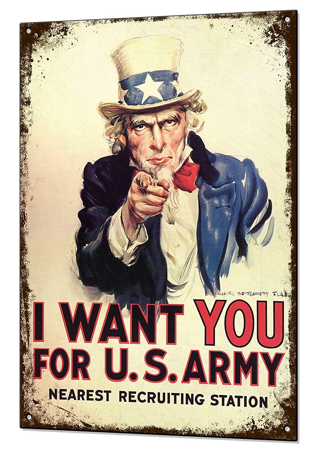 I Want You Uncle Sam Us Army Vintage Metal Sign Vintage Metal Tin Sign 8X12 Inches