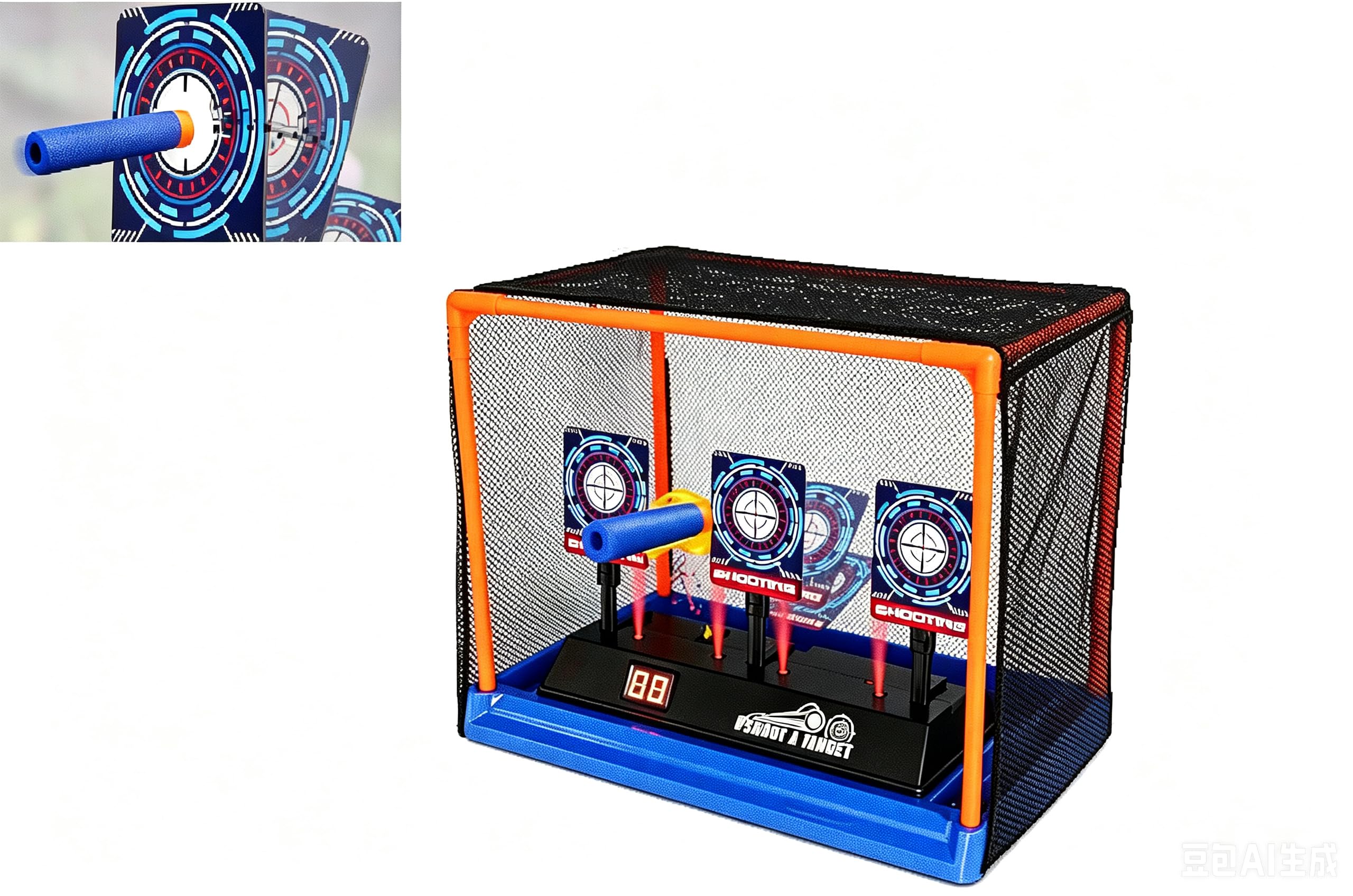 Electronic Shooting Target Scoring Auto Reset Digital Targets for Nerf Guns Toys with a Support Cage & Net, Christmas Birthday Gifts Toy for Boys & Girls