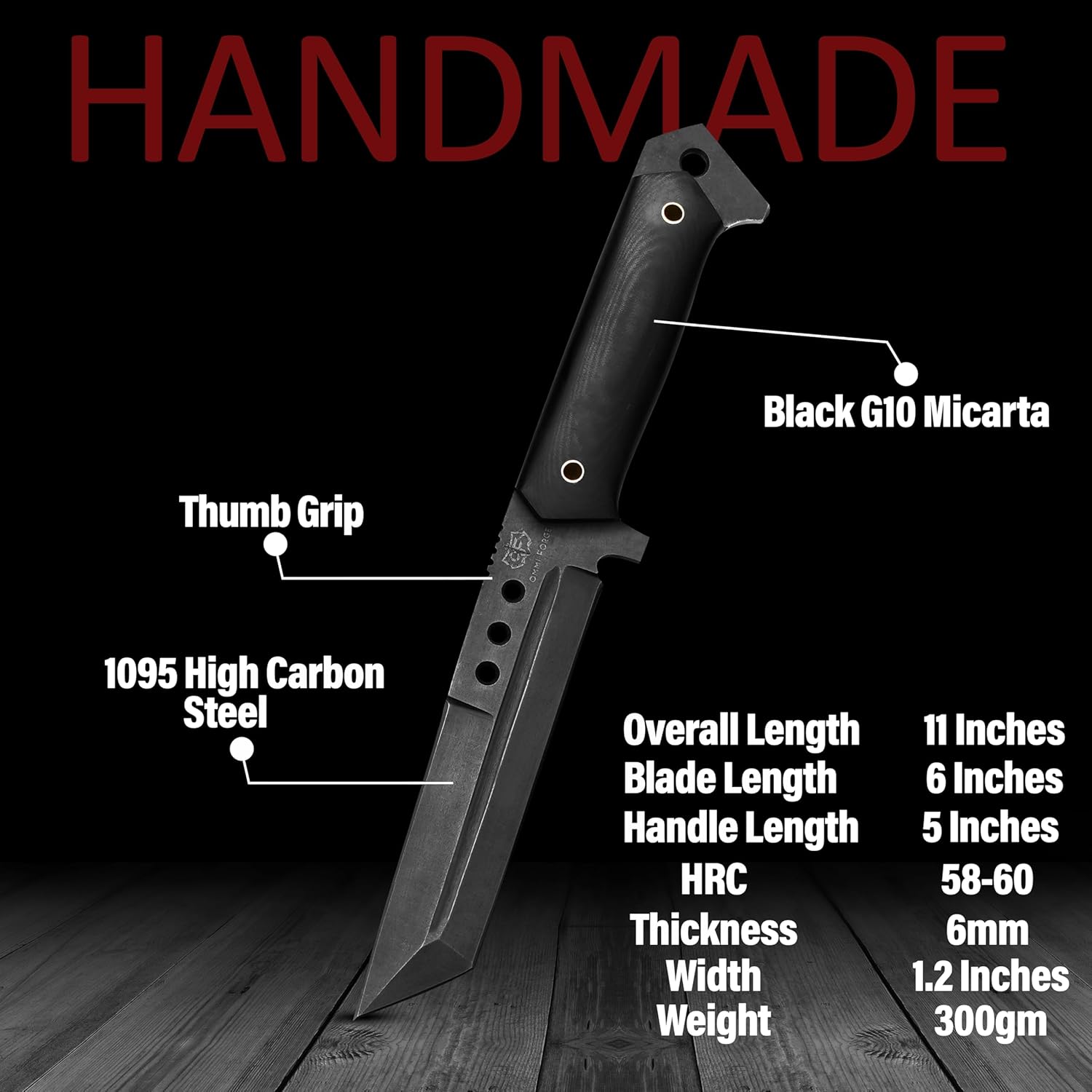 Tanto Hunting Knife- Handmade Tactical Fixed Blade Full Tang knife - Outdoor Capming knife With Leather Sheath- Best Men Gift - Image 6