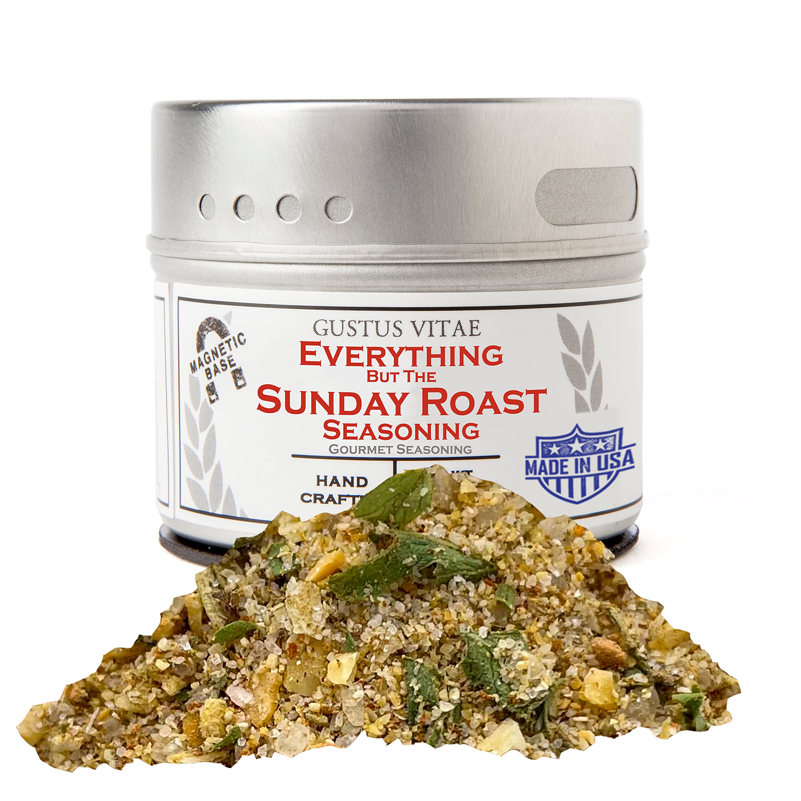 Everything But the Sunday Roast Seasoning | Gourmet Spice Blend | Non GMO, All Natural | Handmade in Small Batches in USA | Artisanal Seasoning Mix | Magnetic Tin | GLP-1 Friendly | Sustainably Sourced Rub | Ultra Premium | Gustus Vitae | #846