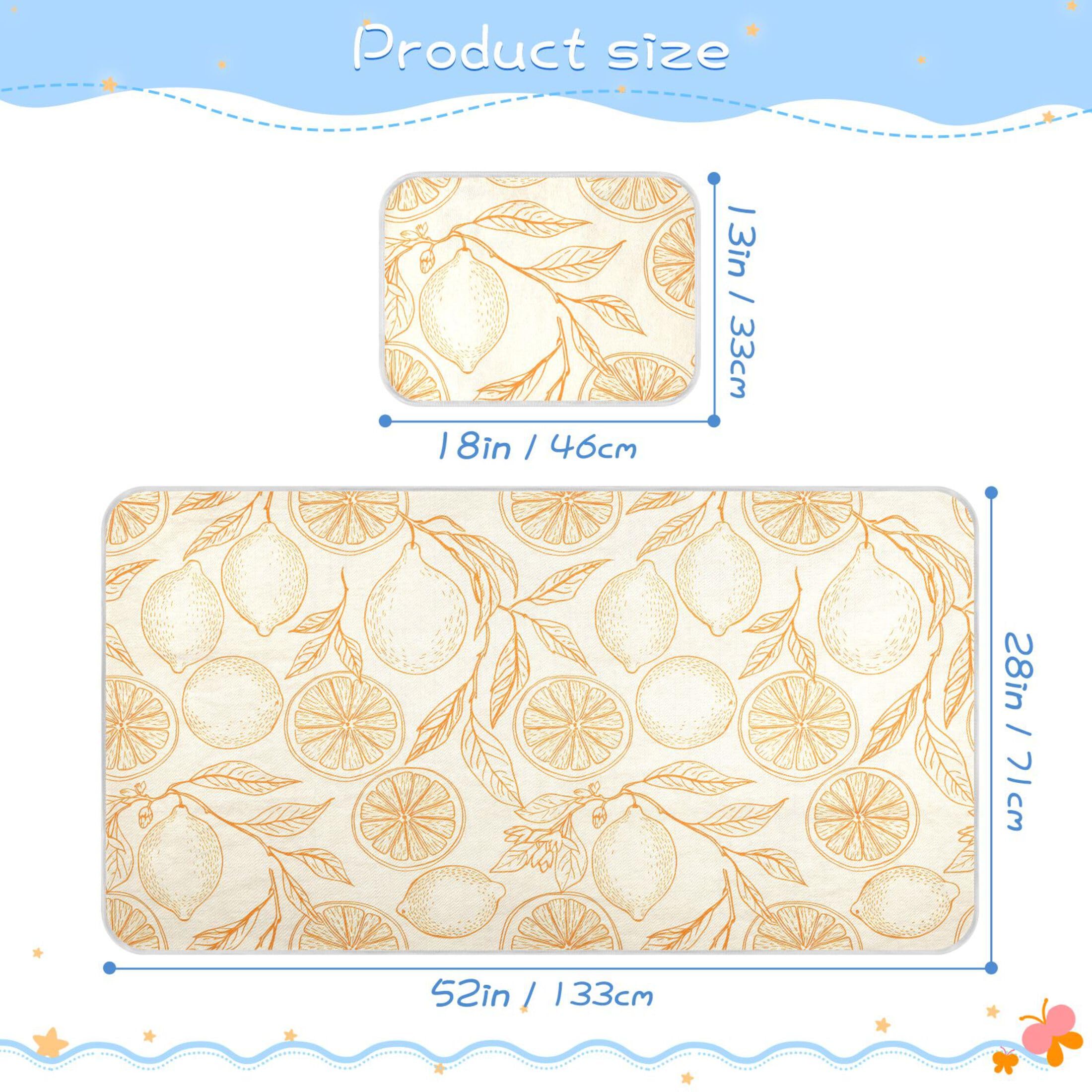 Takiito Citrus Fruits Baby Cooling Mattress Pad, Soft & Breathable Cooling Mat Keep Baby Cool in Summer 28x52 in, Nursery Essential