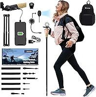 SMARTSTICKX Collapsible Tactical Walking Stick: LED Light, USB Charging, Cork Grip, Survival Tools - Aircraft Aluminum Trekking Pole for Hiking & Self-Defense