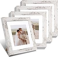 Vista 66 de Juego de 4 portarretratos de 4 x 6 pulgadas, hechos de vidrio real y marco de madera gris, exhibición en pared o mesa, para fotos de 3.5 x 5