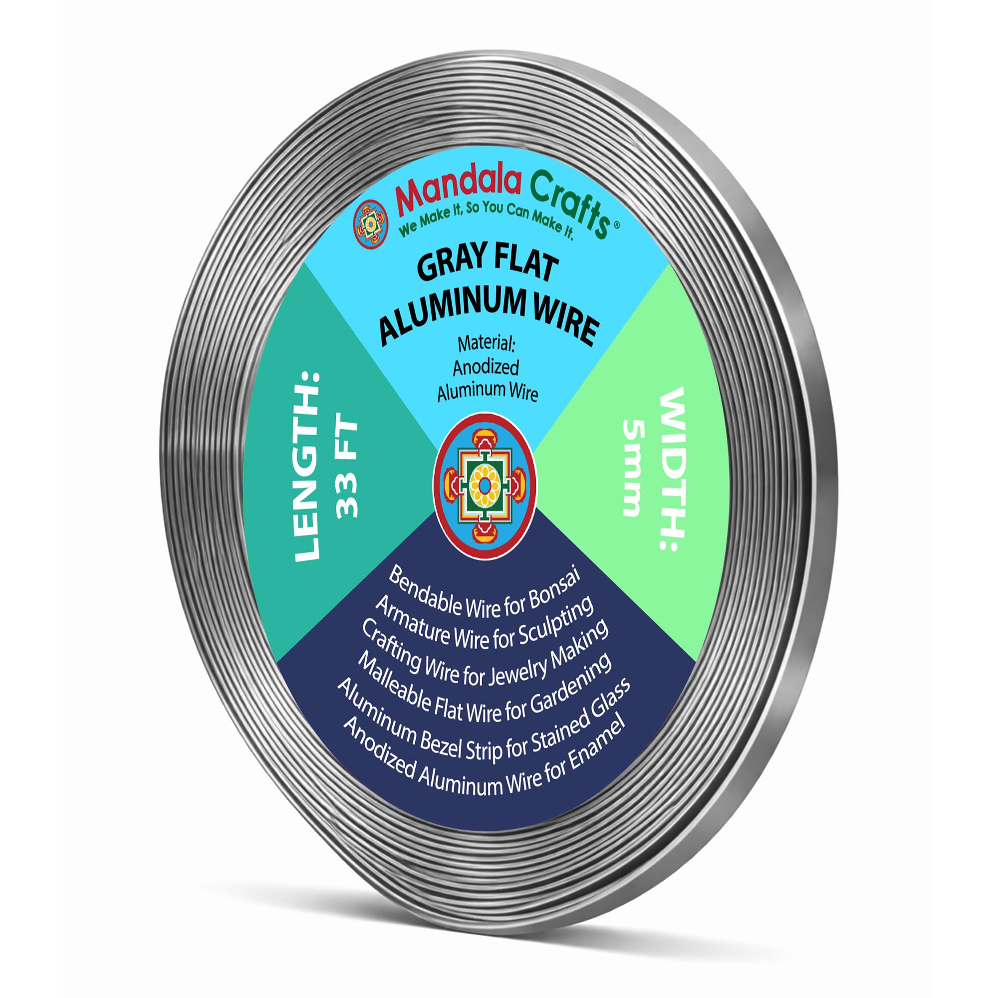 Mandala Crafts 5mm Gray Flat Aluminum Crafting Wire for Sculpting