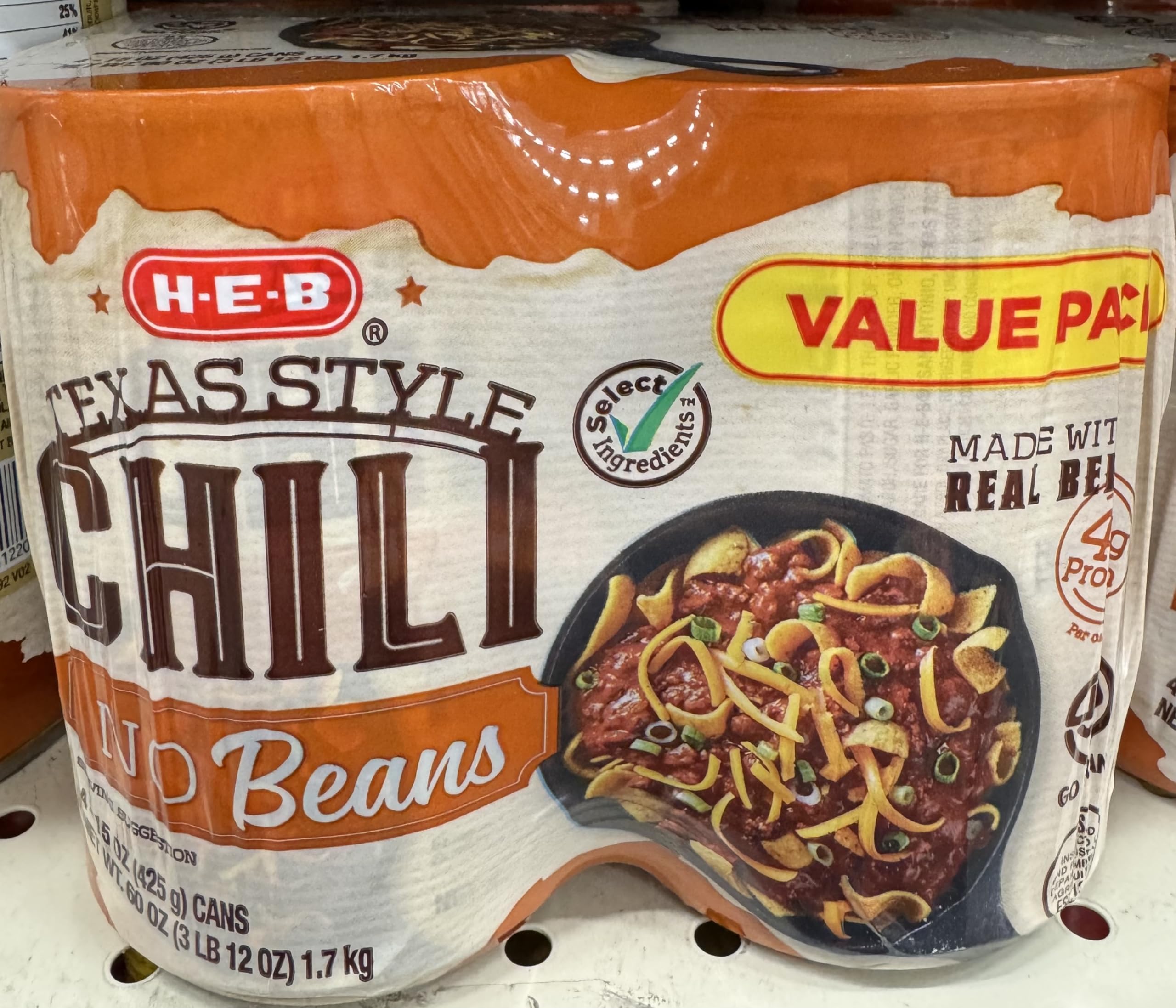 Amazon.com : Generic H‑E‑B Texas Style Chili with No Beans 15 oz 4