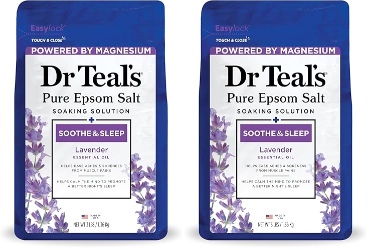 Dr Teal's Epsom Salt Soaking Solution, Soothe & Sleep, Lavender, 3lbs (Packaging May Vary) (Pack of 2)