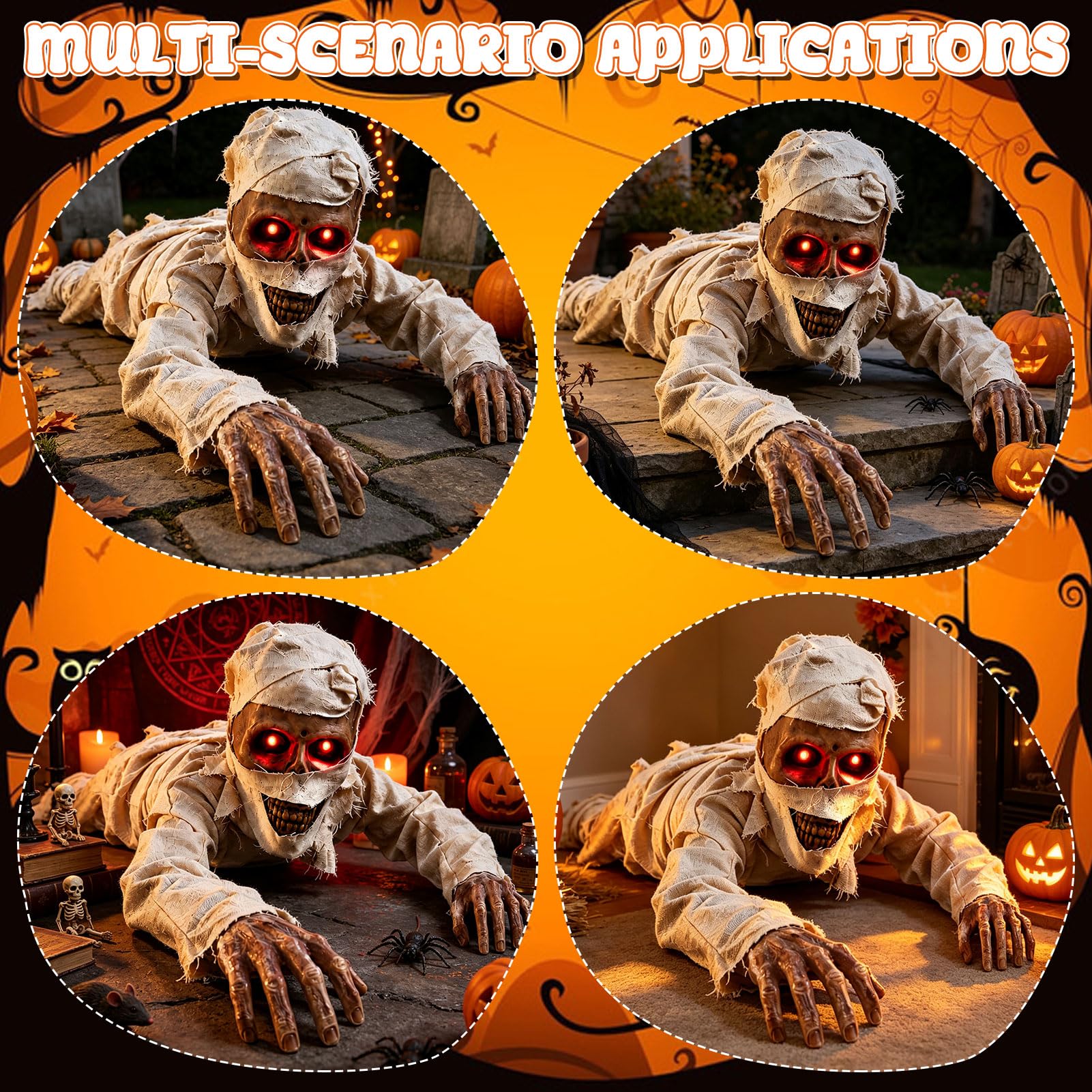 Animatronic - Mummia strisciante per Halloween, 106 cm, decorazione per