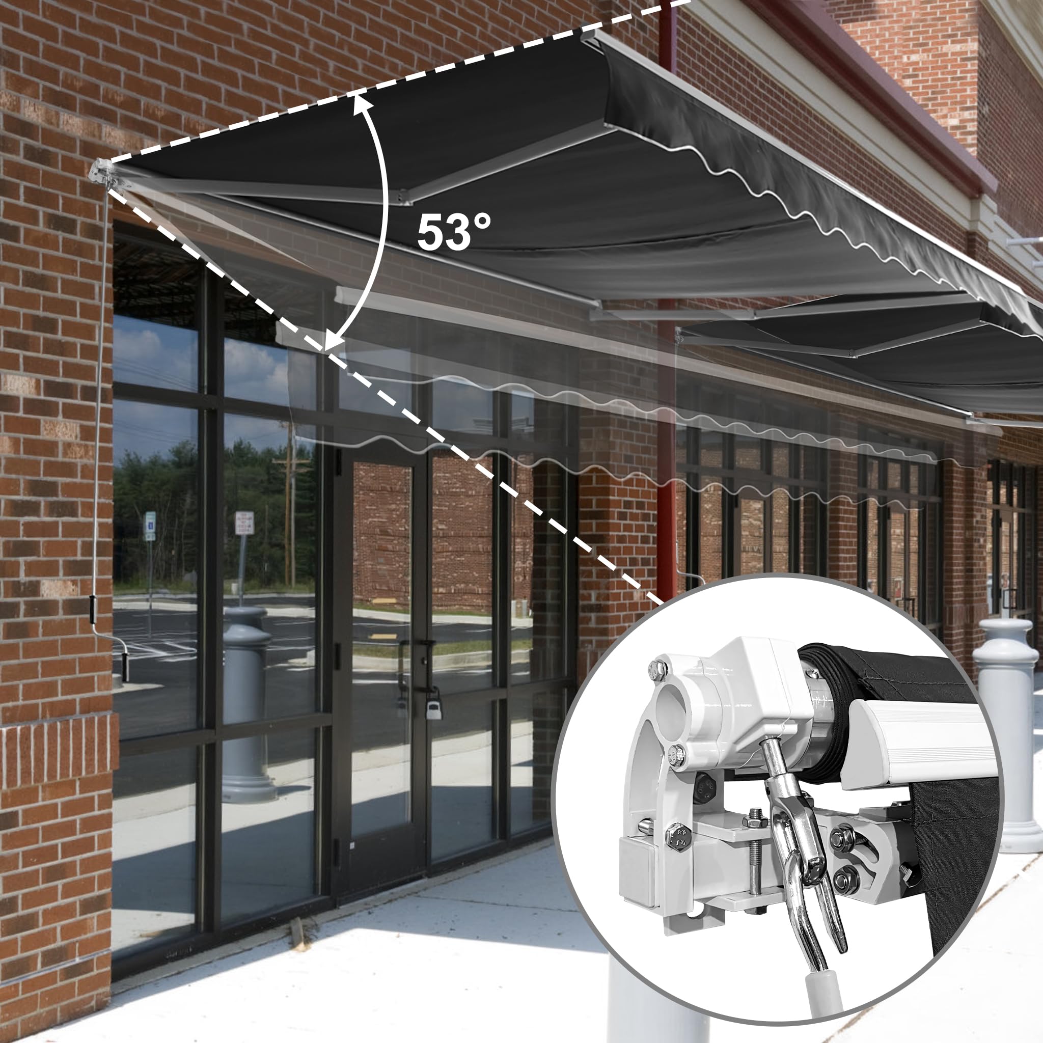 Ikodm Klemluifel met handslinger, 350 x 120 x 200-300 cm, geel, wit