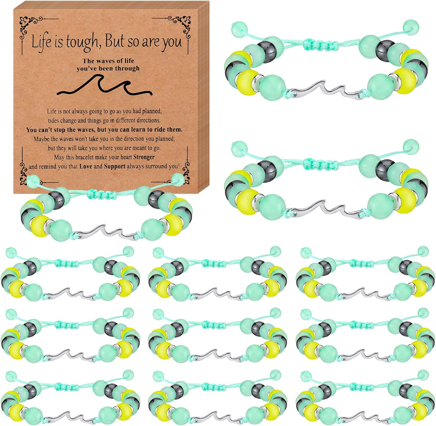 Landical 12 Set Inspirational Bracelets for Women Men Xmas Stocking Stuffers Inspirational Adjustable Gifts for Friend Sister