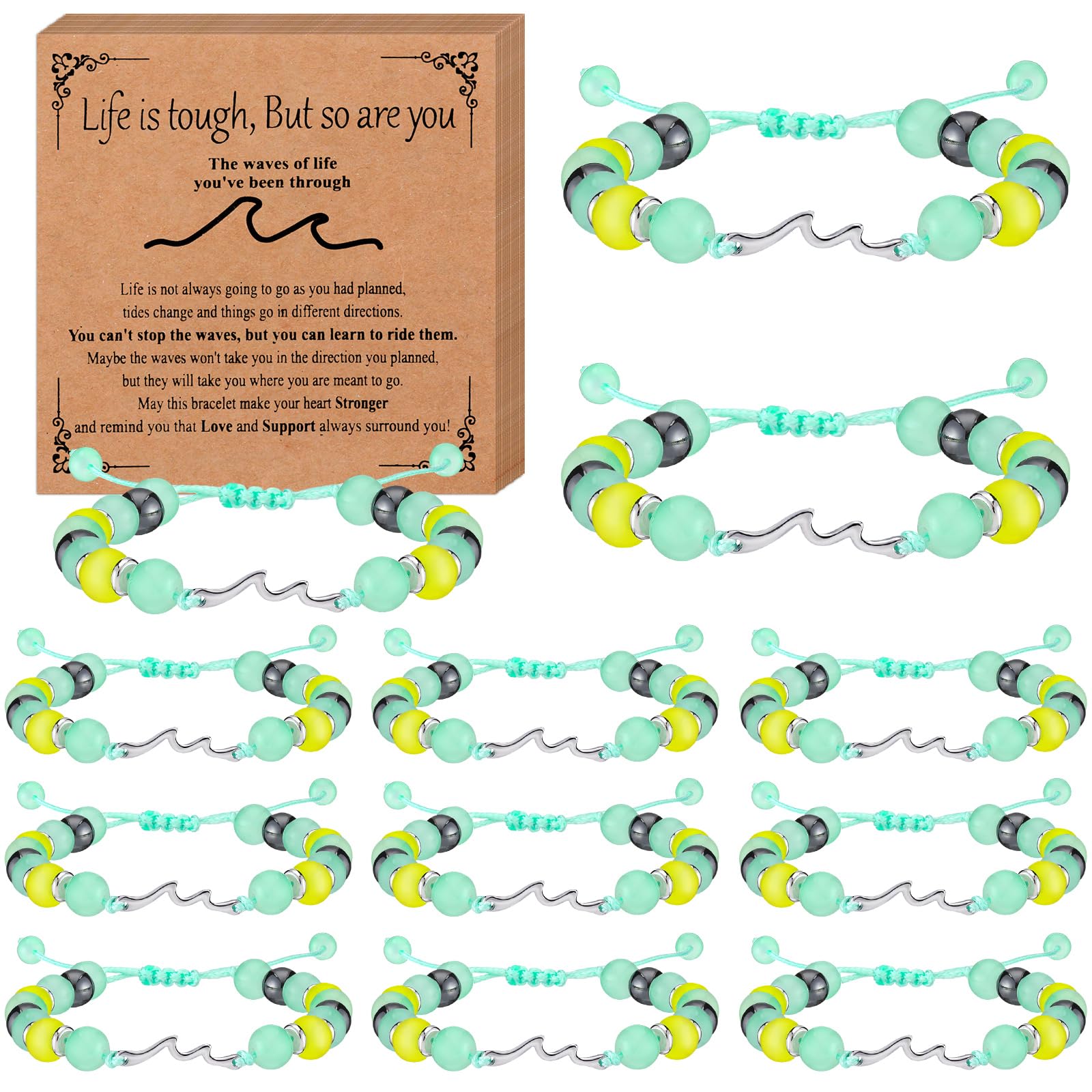 Landical 12 Set Inspirational Bracelets for Women Men Xmas Stocking Stuffers Inspirational Adjustable Gifts for Friend Sister