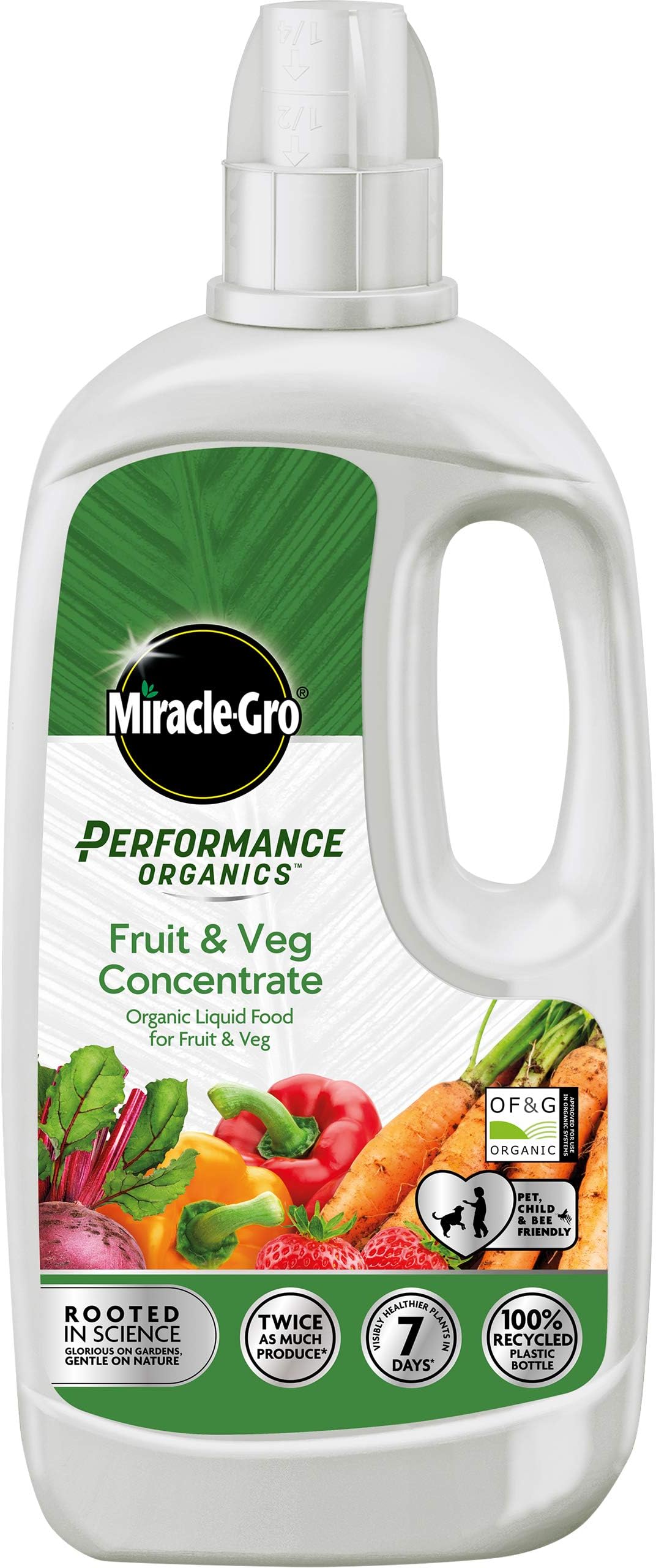 Miracle-Gro Performance Organics Fruit & Veg Liquid Plant Food, 1 Litre (Bee, Pet & Child Friendly)
