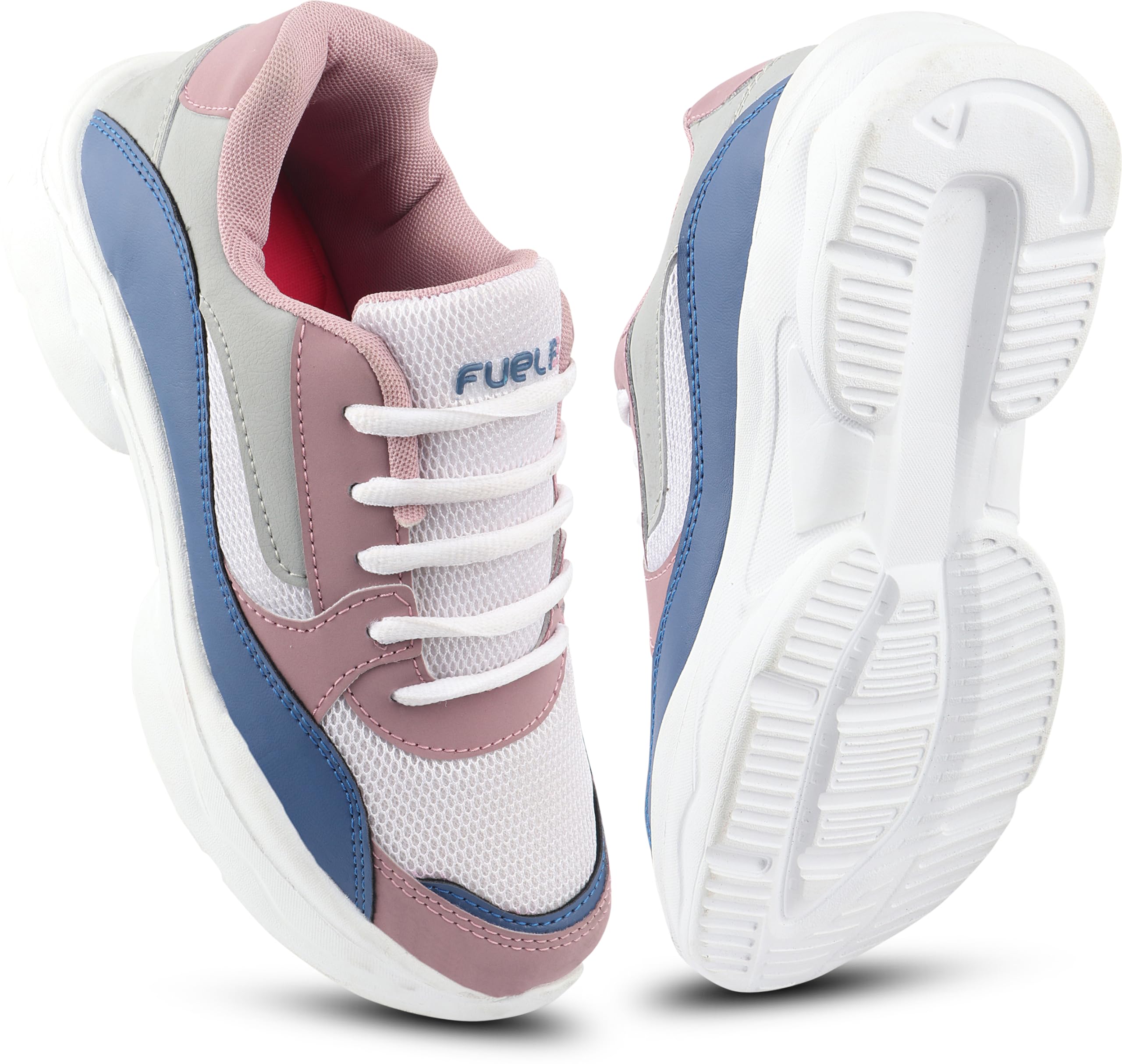 FUEL Katy Sports Shoes for Women, Stylish & Breathable Chunky Lace Up Colorblock Sneakers, Comfortable & Durable Casual Shoe for Girls Walking, Running & Gym Shoes Purple (B0CQ8LPG25) Amazon Price History, Amazon Price Tracker