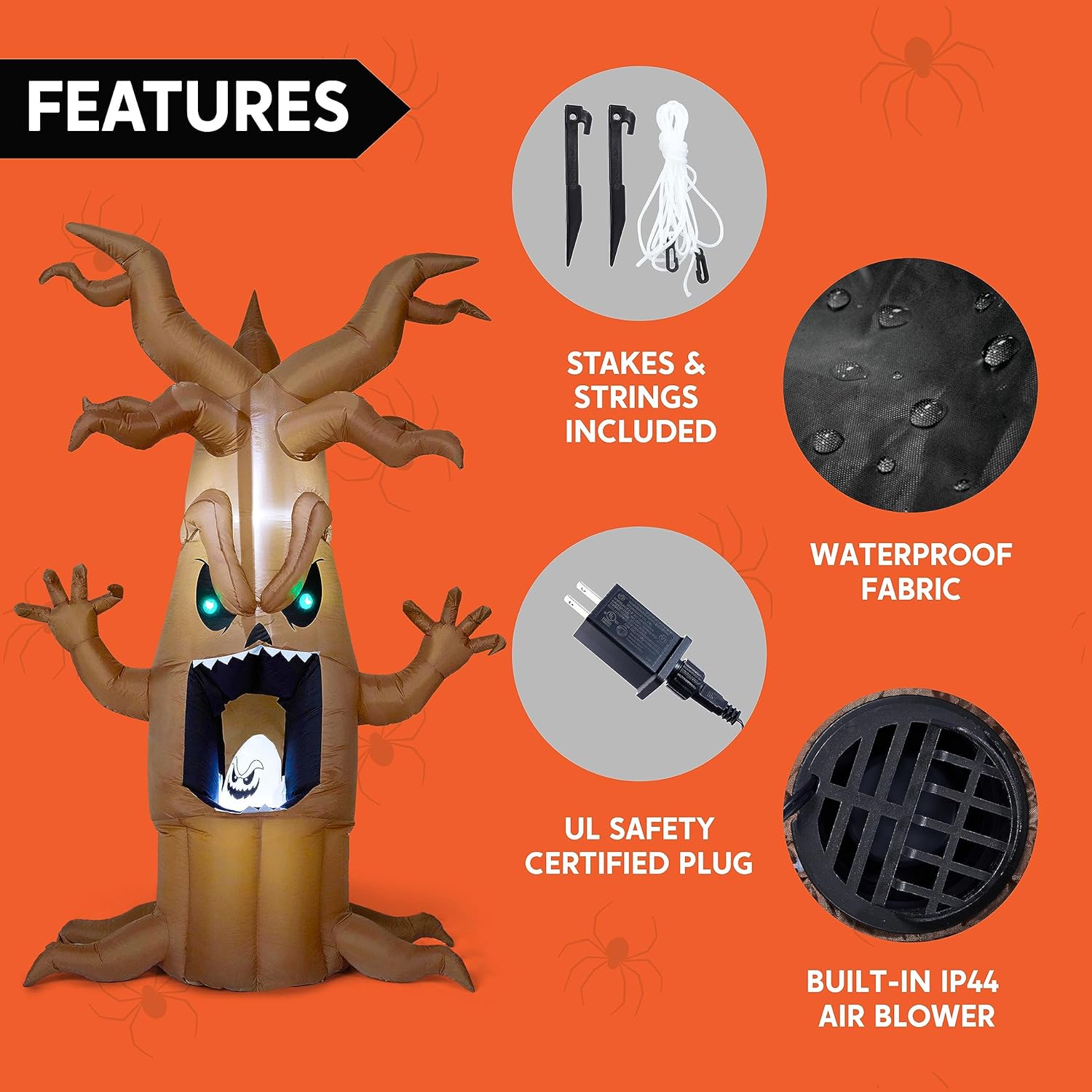 Joiedomi 7 Ft Halloween Inflatables Tree Decorations Outdoor Blow Up Yard Decor Animatronics Ghost in Tree with Built-in LEDs Halloween Inflatable Ghost Decoration Blow Up Party Decor Supplies