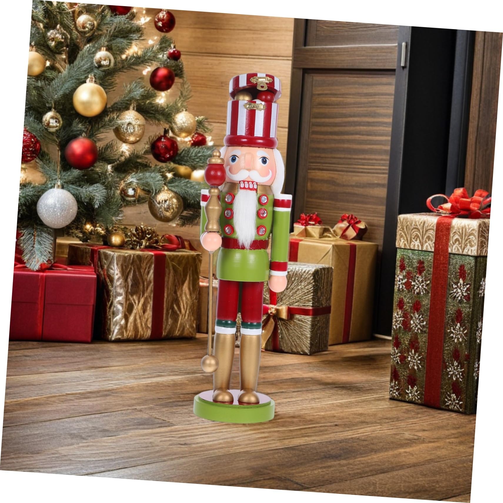STOBAZA Nussknacker-Soldat als Holzfigur für Tischdeko Traditionelle Weihnachtsdekoration für Fensterbrett oder Kaminsims Handgefertigte Nussknackerfigur für Festliche Stimmung