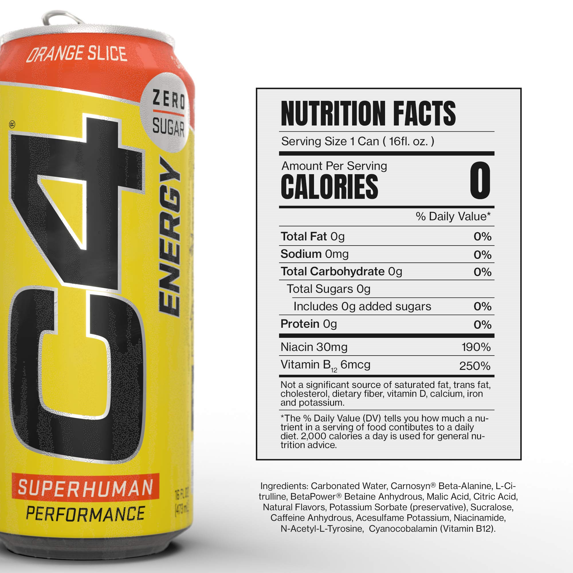 Cellucor C4 Original Carbonated Zero Sugar Energy Drink, Pre Workout