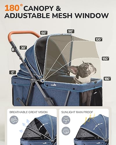 Miniatura 6 de Cochecito para perros grandes y medianos (20-132 libras), cochecito para mascotas para 2 perros pequeños, extra grande, resistente, plegable y