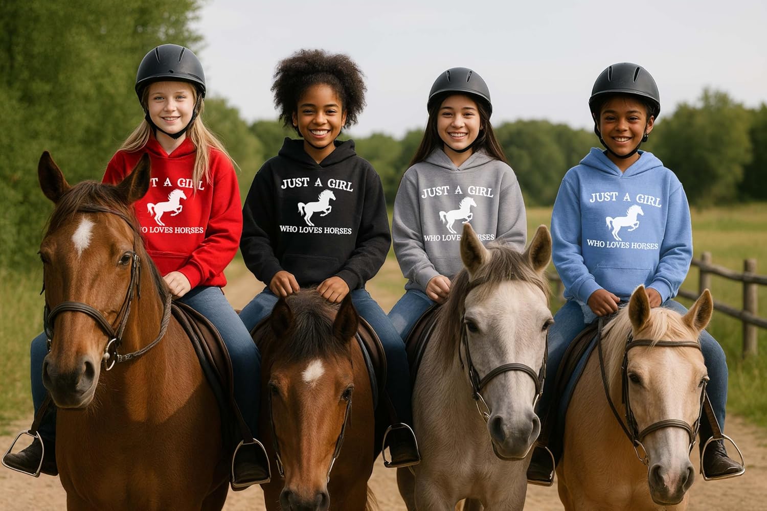 Tstars Just a Girl Who Loves Horses Hoodie for Girls Youth Equestrian Hoodies Gift Horseback Riding and Fans