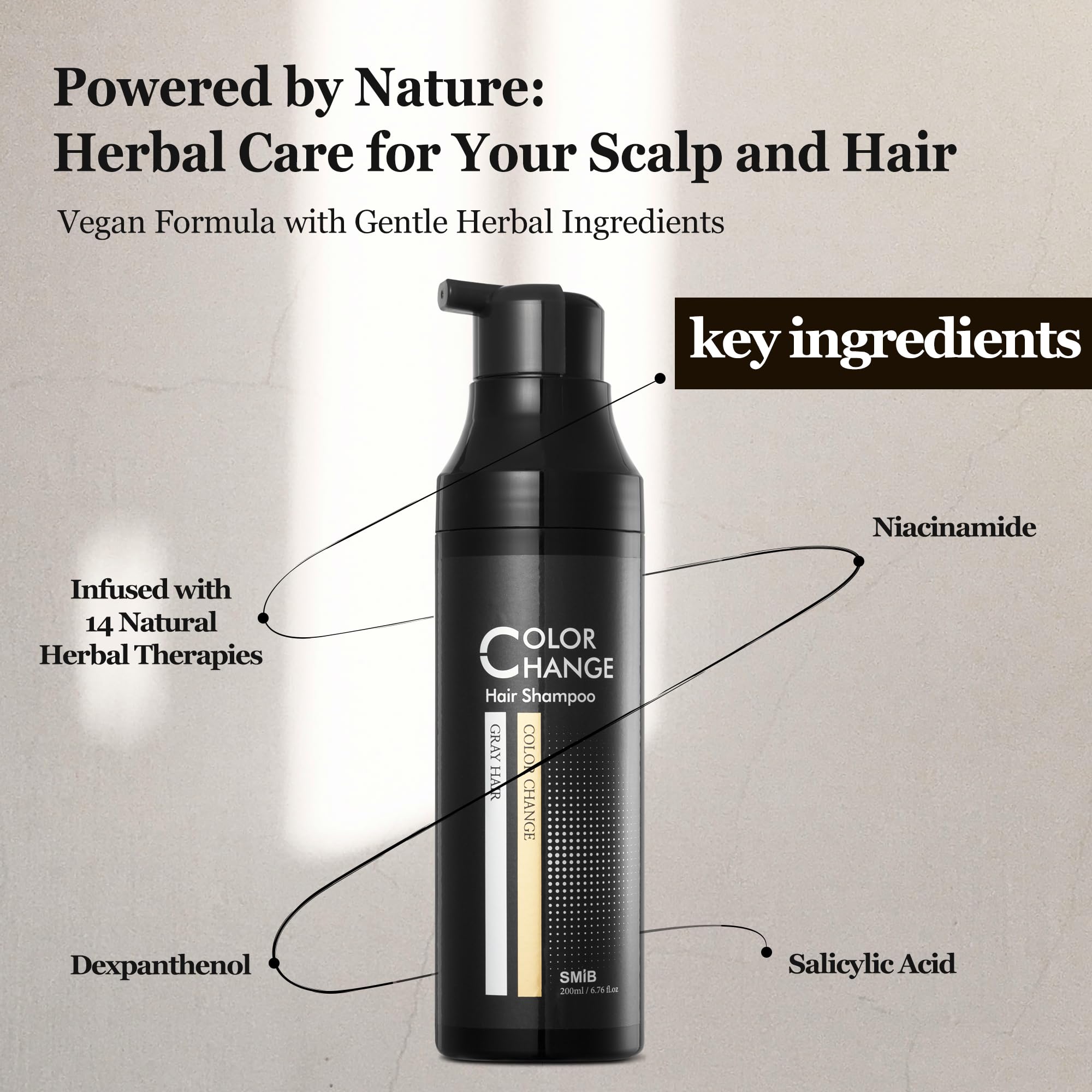 SMIB ColorChange Shampoo – Hypoallergenic, Gentle Hair Dye, Helps Blend Gray Hair Naturally, Nourishes Hair & Scalp (6.76 fl oz)