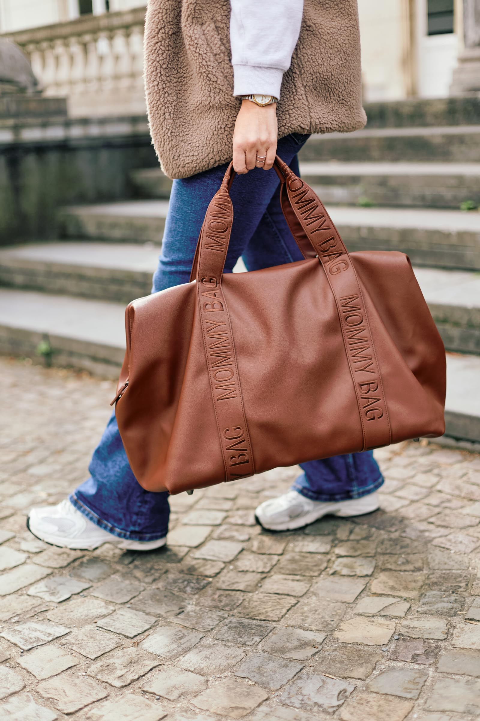 Childhome, Mommy Bag, Borsa Cambio, Maternità, Borsa Da Viaggio, Grande Capacità, Fasciatoio Incluso, Cinghia Regolabile, Scompartimentata, Borsa Isotermica, Apertura Per Valigia, Similpelle Marrone