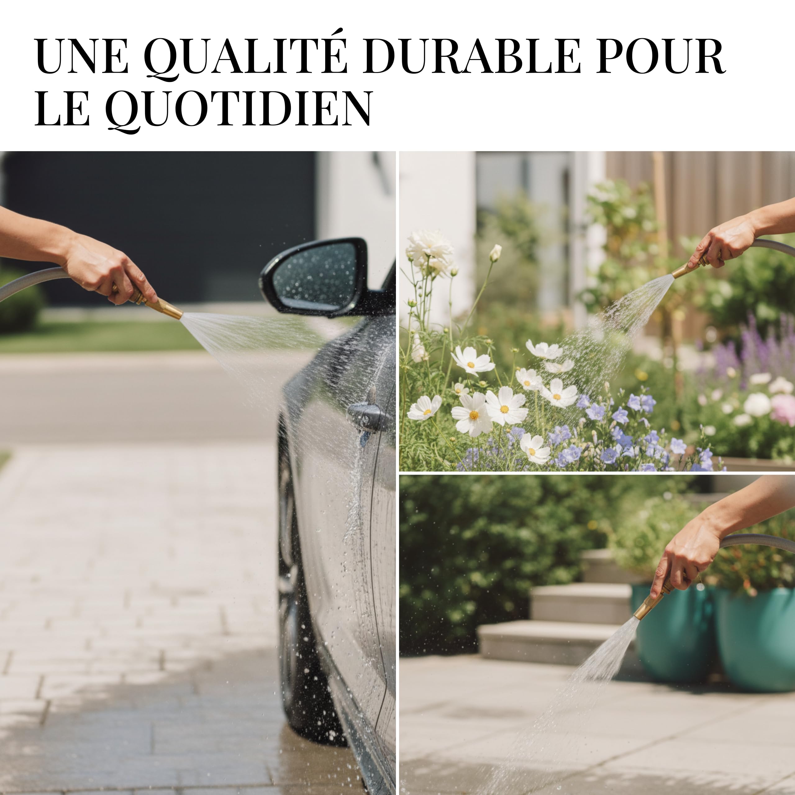 LIVLIG Lance de jardin Goldie en laiton 1/2" 13mm avec arrêt d'eau et raccord de robinet