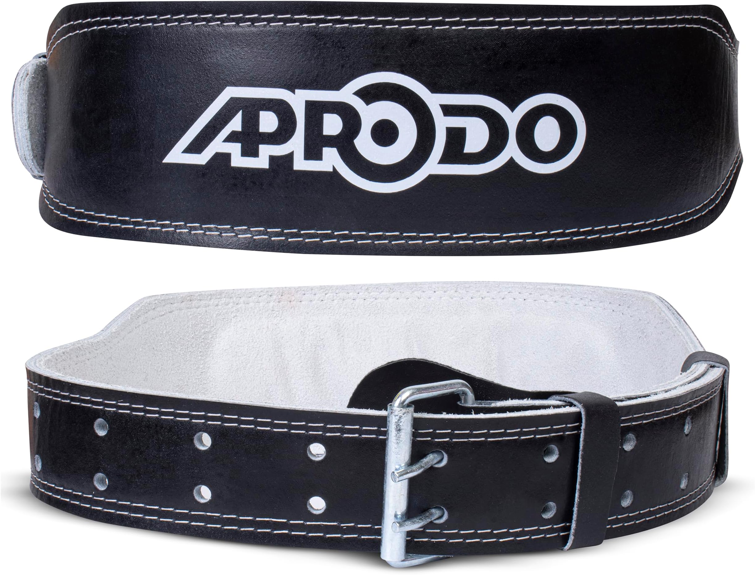 APRODO 4’’ Inch Wide Genuine Leather Weightlifting Belt Back Support Power Tr...