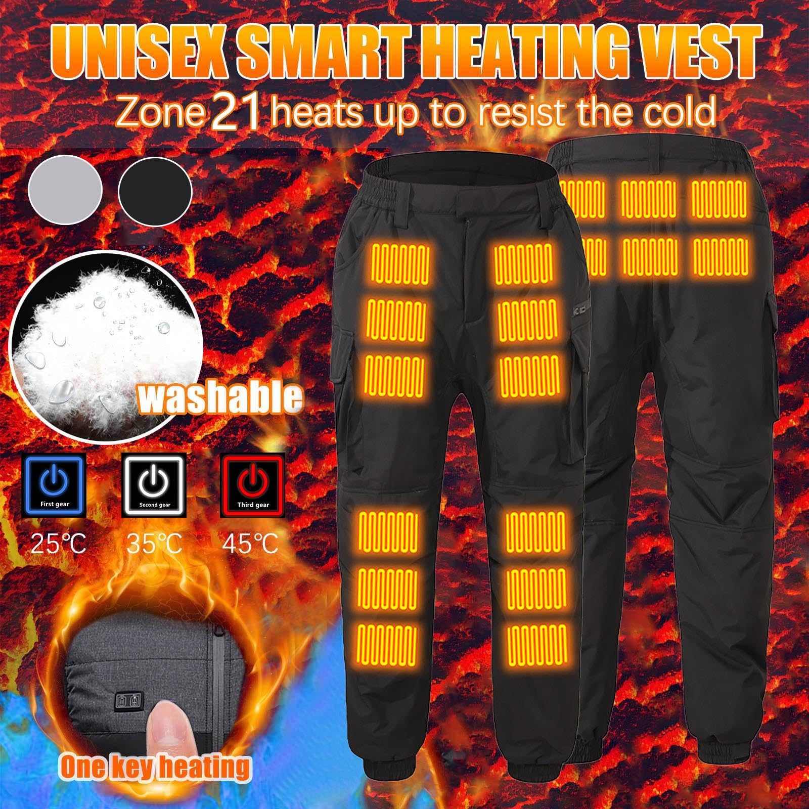 NUSGEAR Pantalones Calentado Pantalones Calentador Hombre Eléctrico con USB, Unisexo, Invierno Pantalones Caliente Calefactable Lavable Deportes al Aire Libre Térmico con 18 Almohadillas 2025