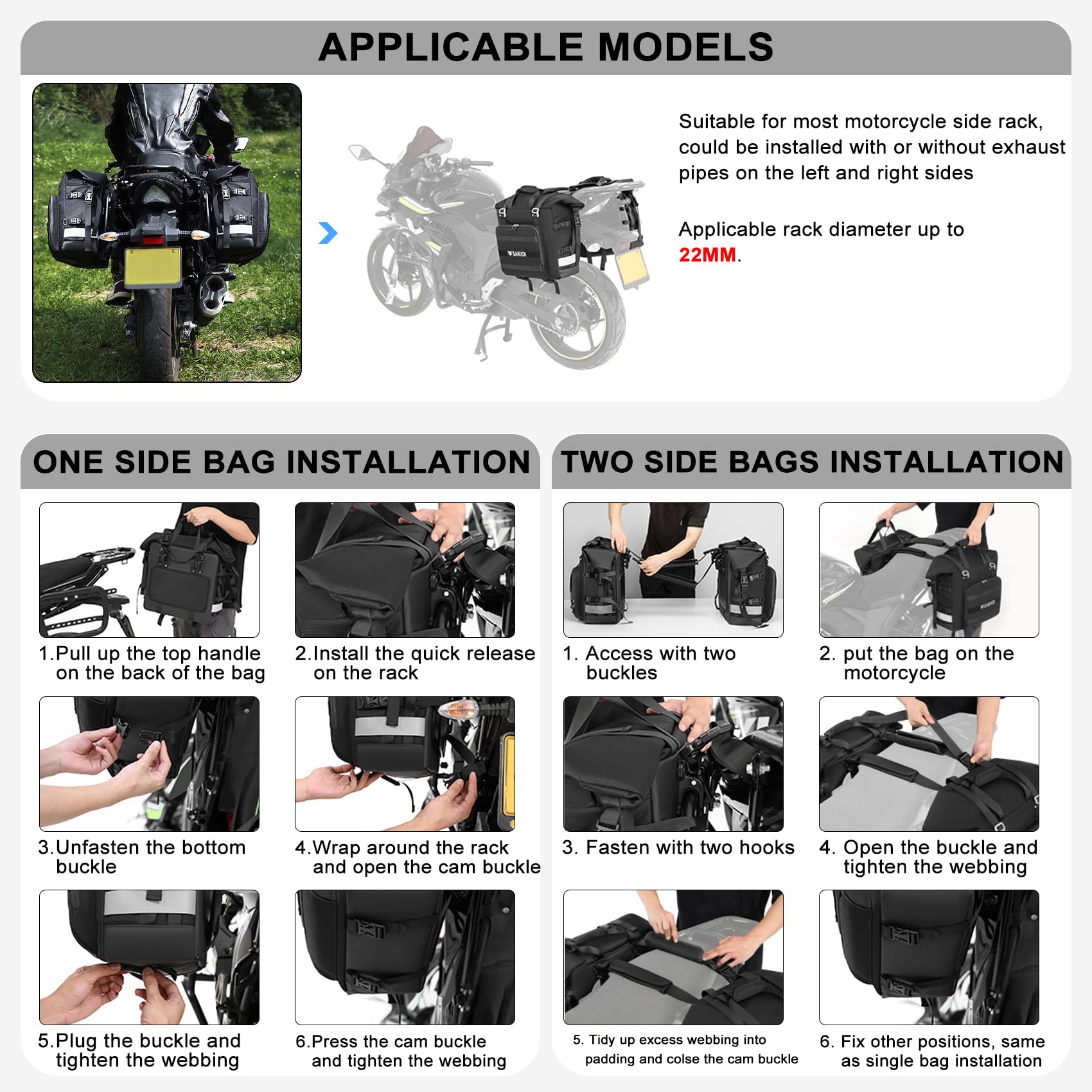 Dreamoon Motorcycle Saddlebag 20 25l Waterproof Quick 