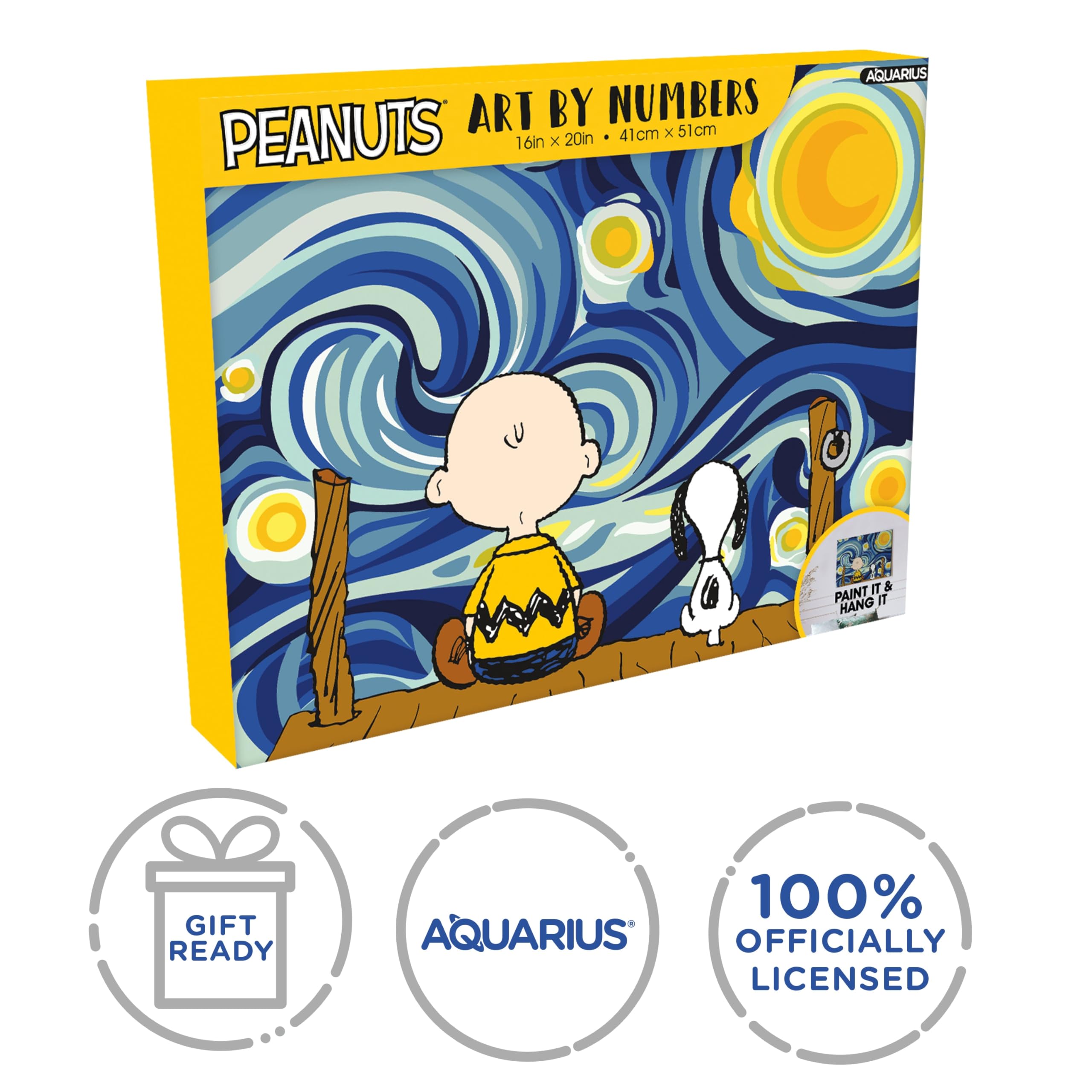 AQUARIUS Peanuts Sternennacht Kunst nach Zahlen 40,6 x 50,8 cm Malen nach Zahlen f r Erwachsene und Kinder DIY-Malset f r Anf nger offiziell lizenziert, (88008)