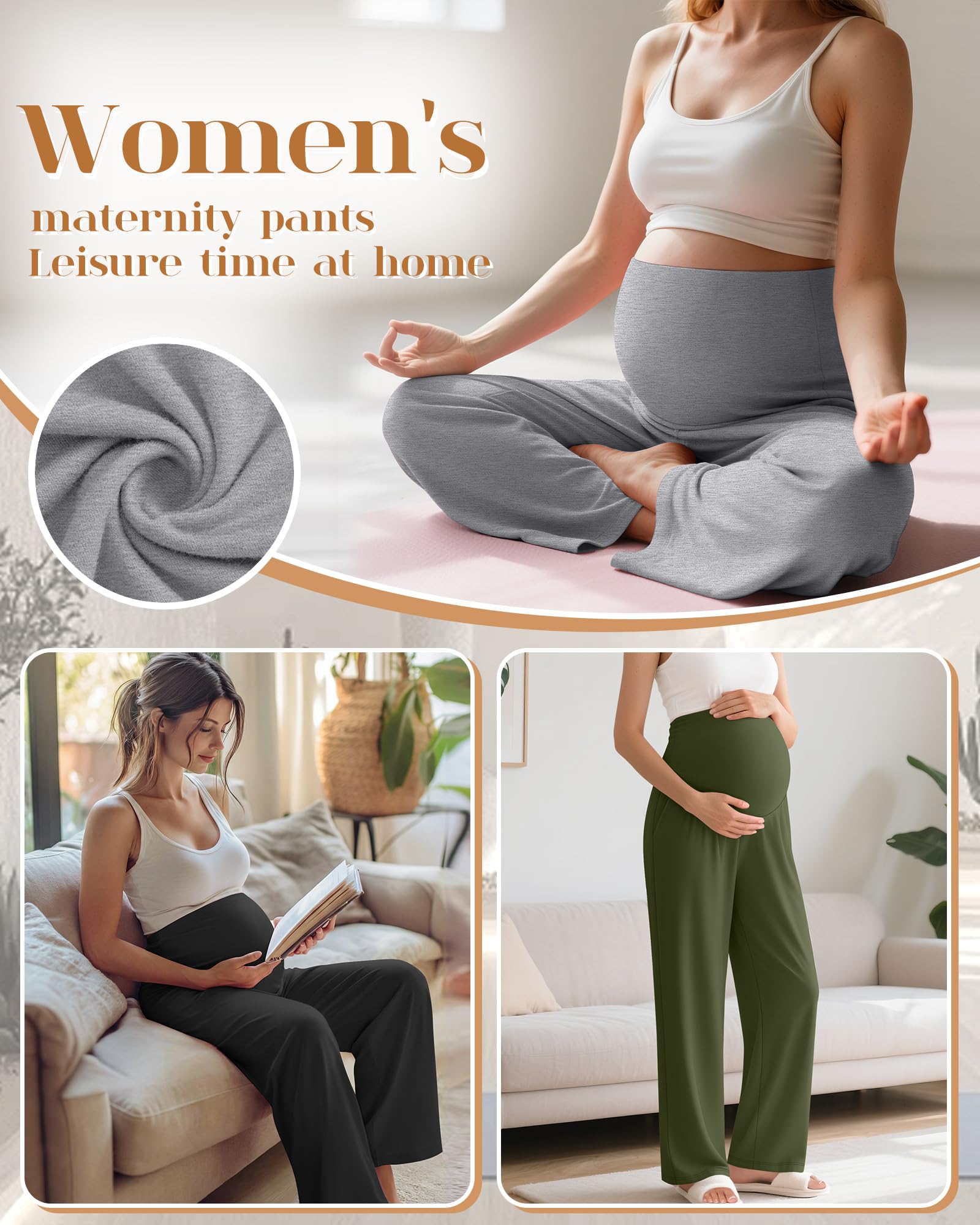 Xuniea Lot de 3 Pantalons de maternité pour Femmes