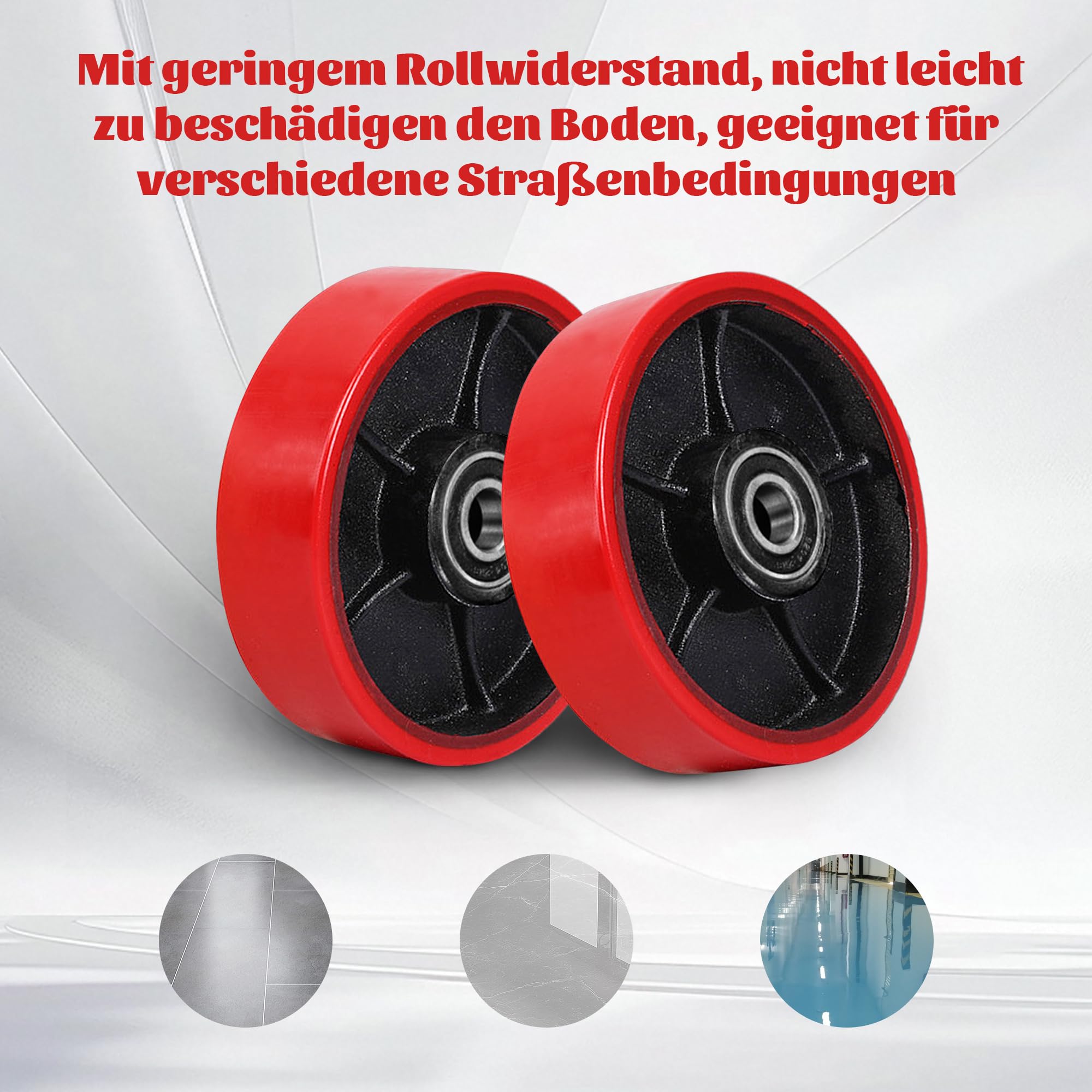 2 ruote per carrello sollevatore, 180 x 50 mm, ruote con cuscinetti a sfera, ruote in poliuretano per carrelli, ruote di ricambio con asse