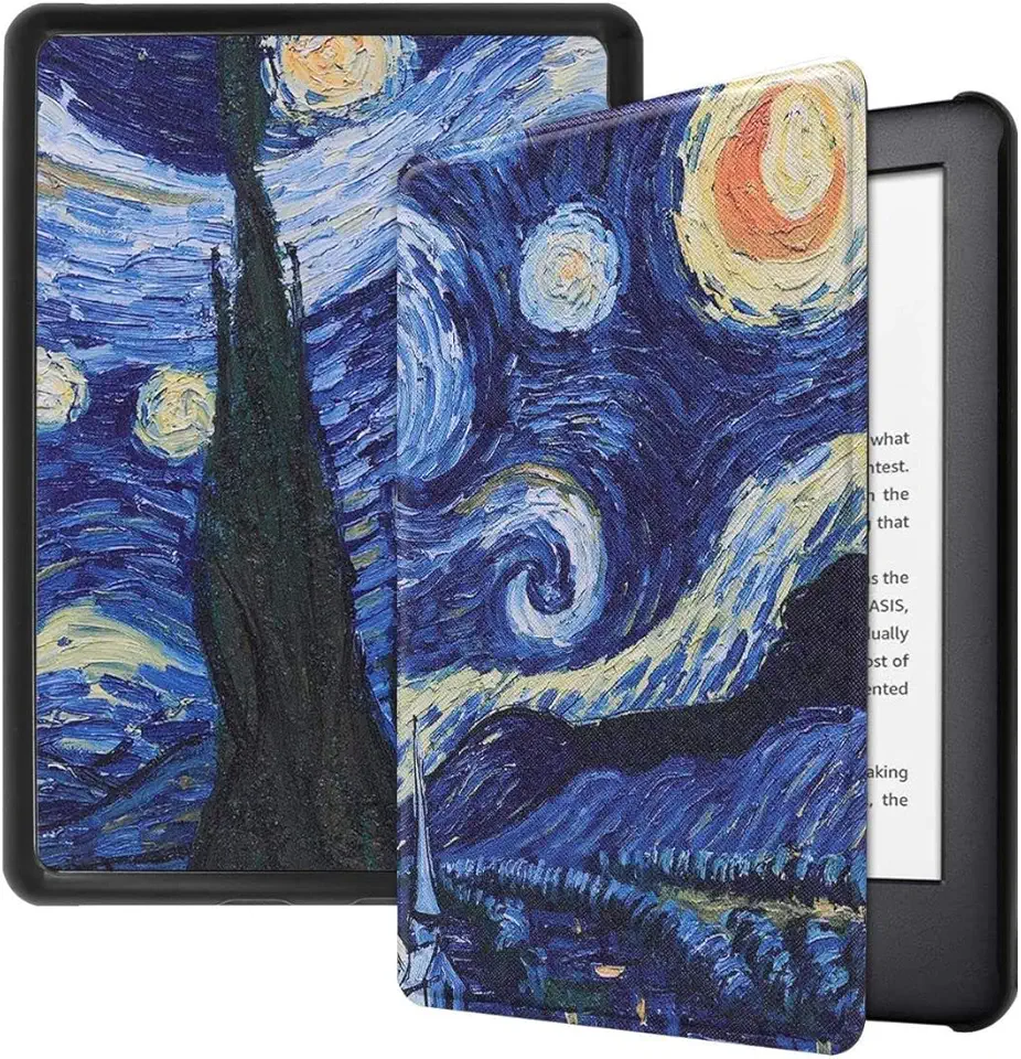 Capa Para Kindle Paperwhite 12ª Geração e Kindle Colorsoft 7 Polegadas (SA569P, SA568B, SA58CB, SA59CP) – Função Liga/Desliga - Fechamento Magnético - Sistema de Hibernação (Van Gogh)